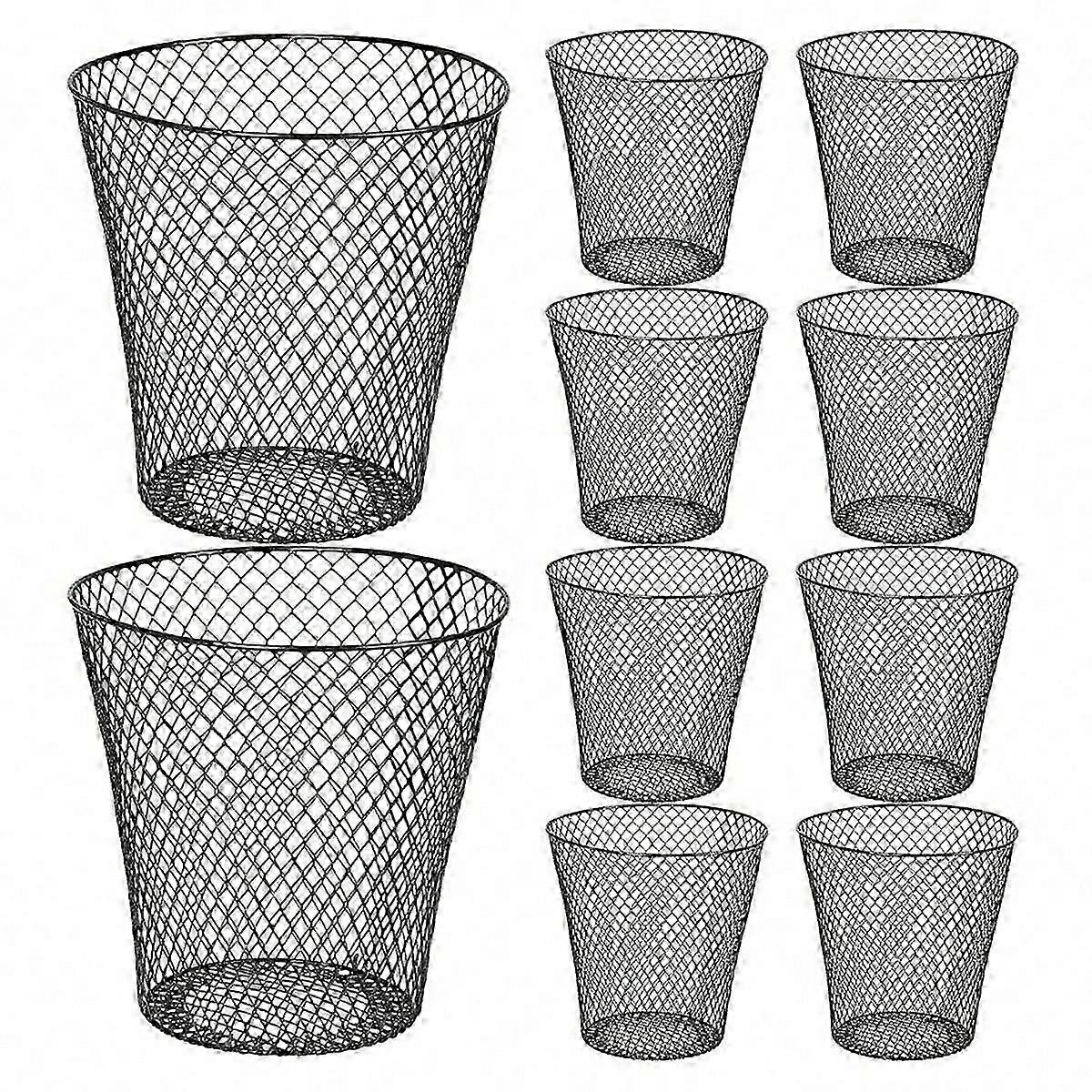 Round Wastepaper Basket, Wire Mesh Desk Metal Trash Can Recycling Trash Can Garbage Container for Bedroom Office(10pcs)