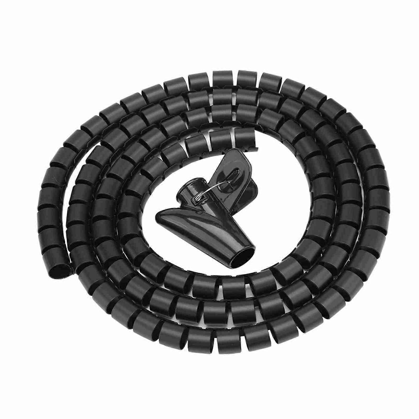 Flexible Spiral Tube Cable Organizer Wire Wrap Cord Protector Wire Storage Black 1.5m * 16mm
