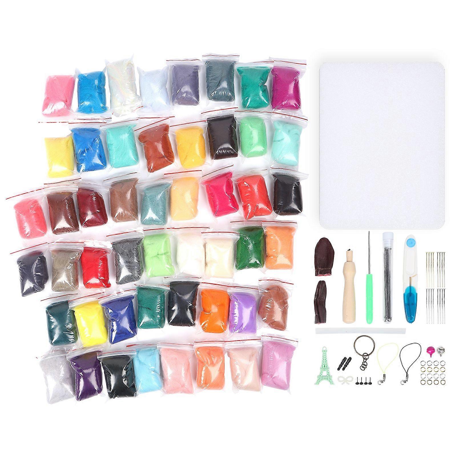 Needle Wool Felt Kit 50 Colors 5g Felting Supplies Tools for DIY HandMade Toys Craft