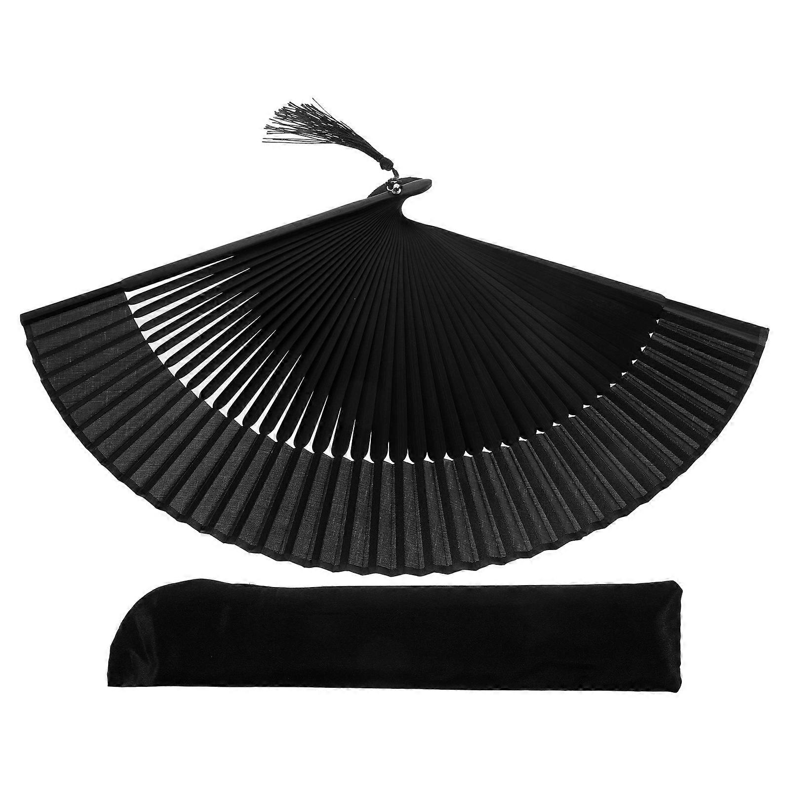 Vintage Style Hand Fan Hand Folding Fan for Decoration 3Sets Black Cloth