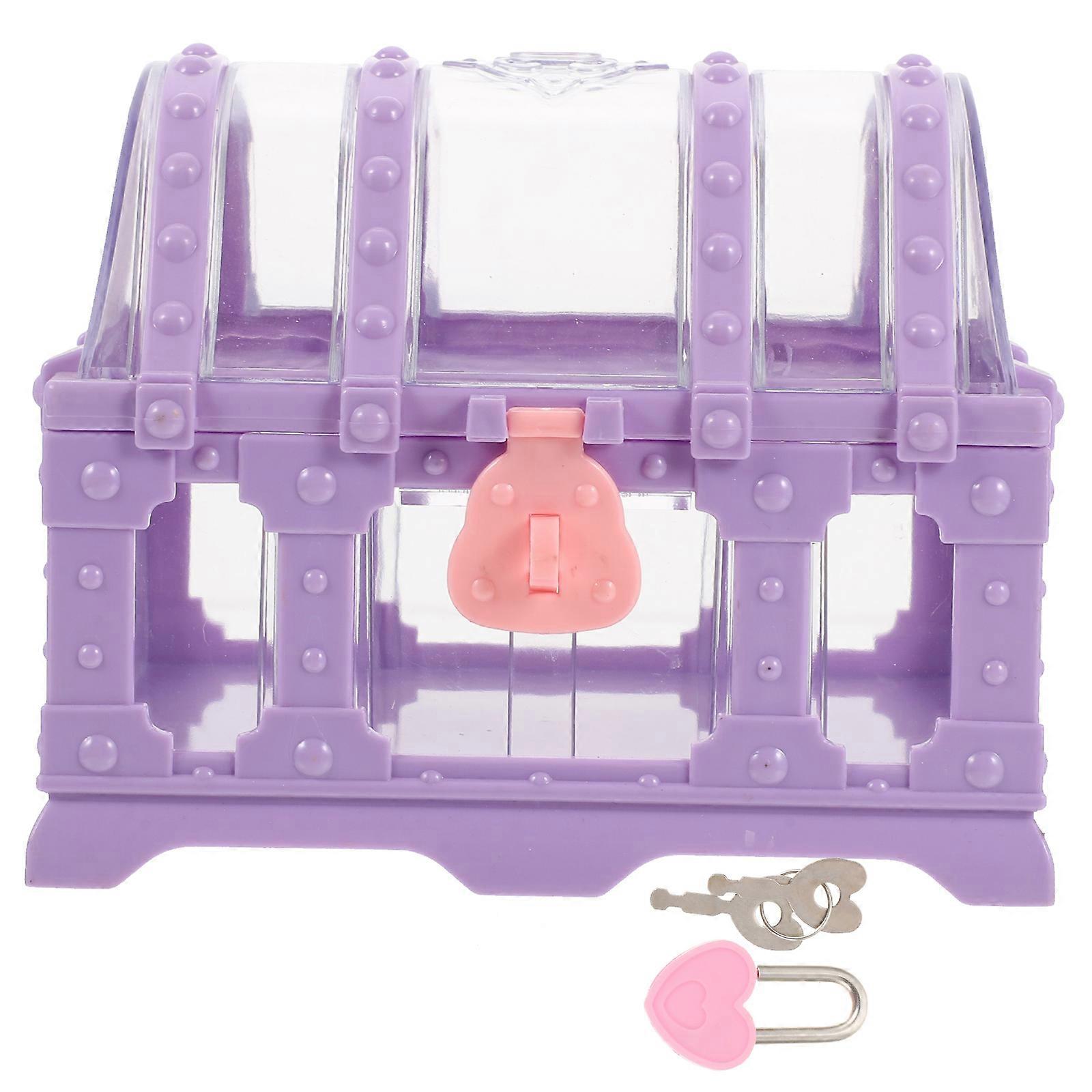 Pirate Treasure Chest Plastic Box for Storage 3Pcs Purple Keepsake