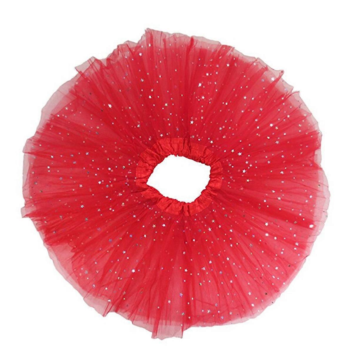 Toddler Skirt Red Tulle Glitter Tutu Ballet for Baby Dressing