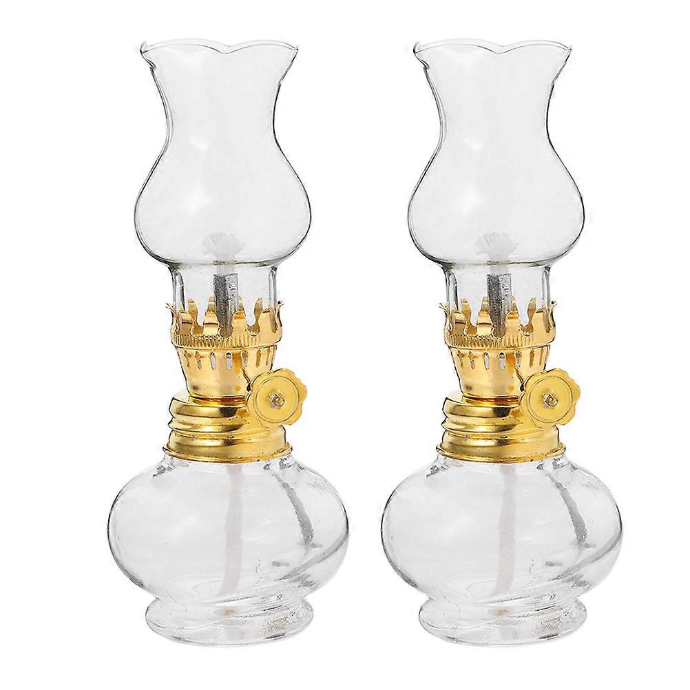 4Pcs Vintage Small Glass Oil Lamp for Emergency Lighting Use