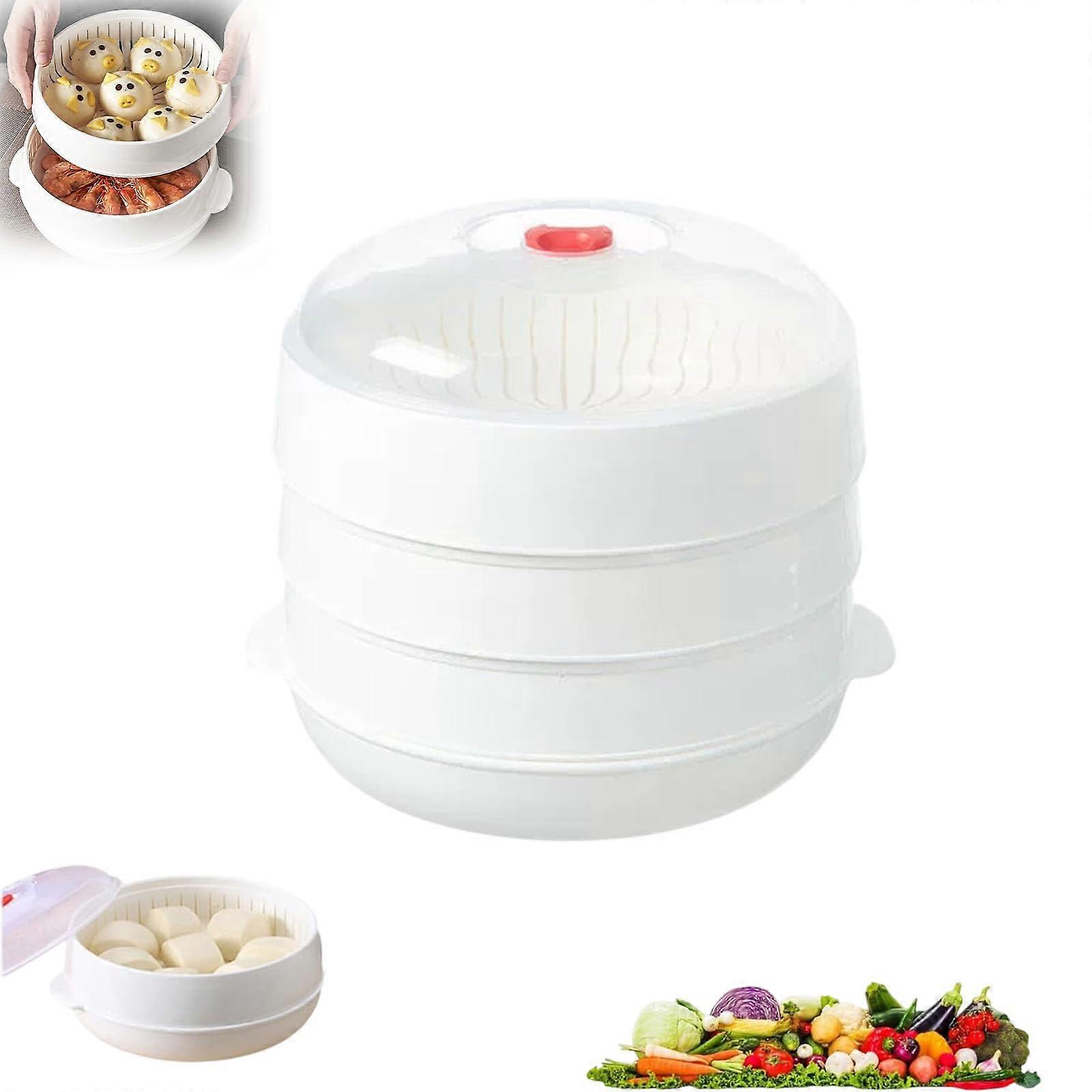 Microwave Vegetable Steamer Multifunctional Heating And Thermal Insulation Steamer Utensils For Vegetables Round 3 Layer