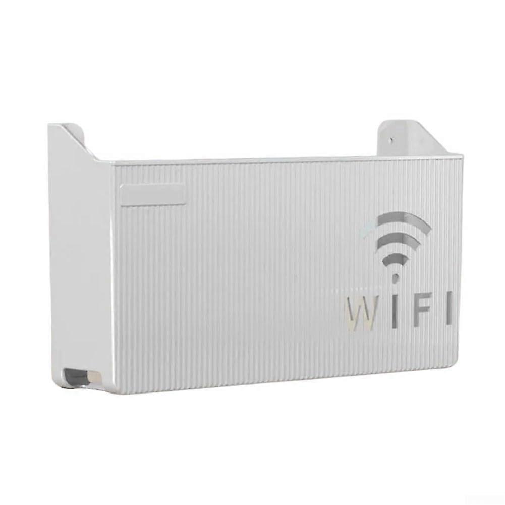 Wall Mounted Router Storage Rack for Media Devices, Space-Saving Design, White, Optimized for Home and Office Use