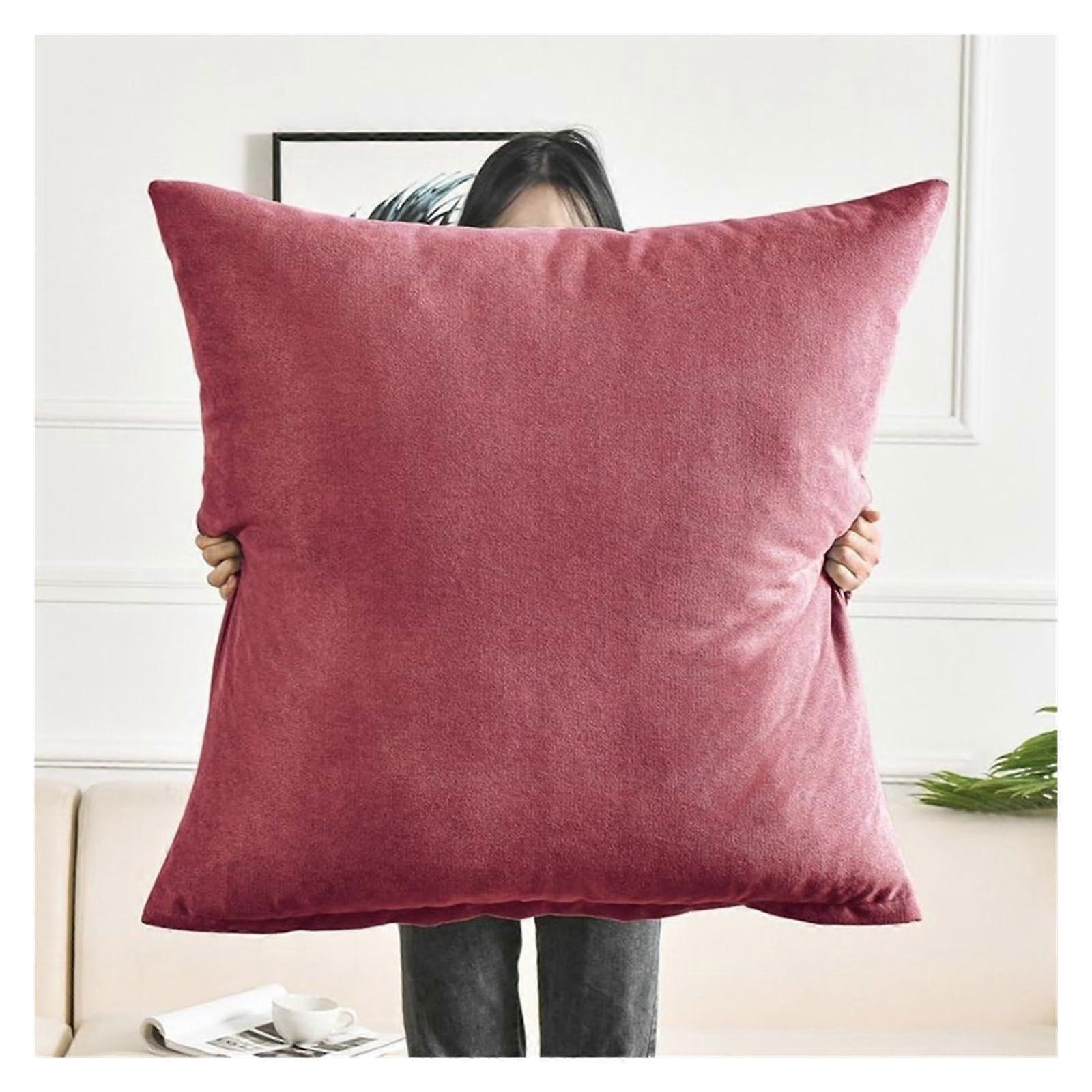Super King Size Pillow Cases - Extra Large Square Cushion Covers 70x70cm Burgundy, Soft Decorative Pillow Covers with Invisible Zipper