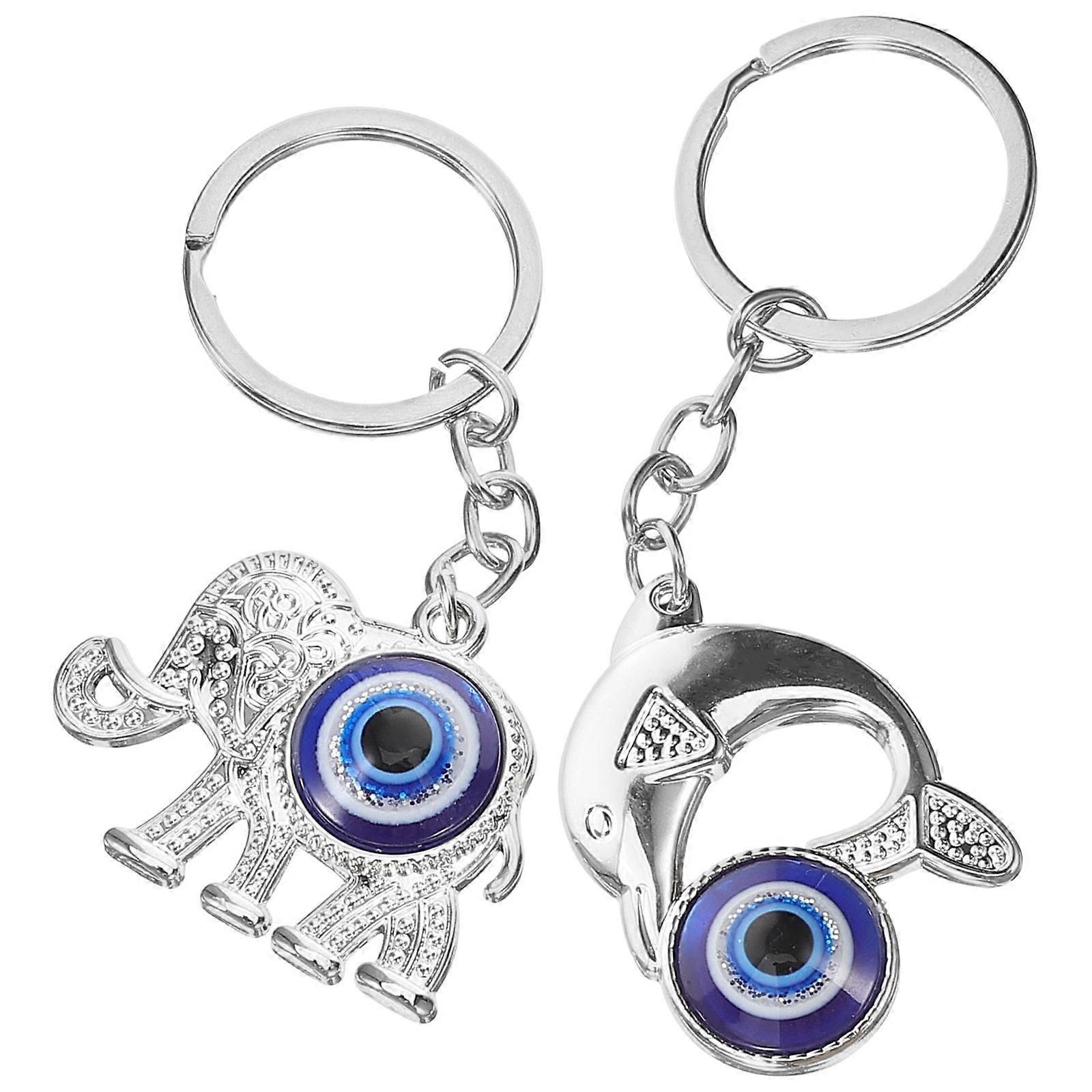 6 Pcs Assorted Color Evil Eye Key Holder Elephant And Dolphin Design Daily Use Fashionable Decoration For Bags