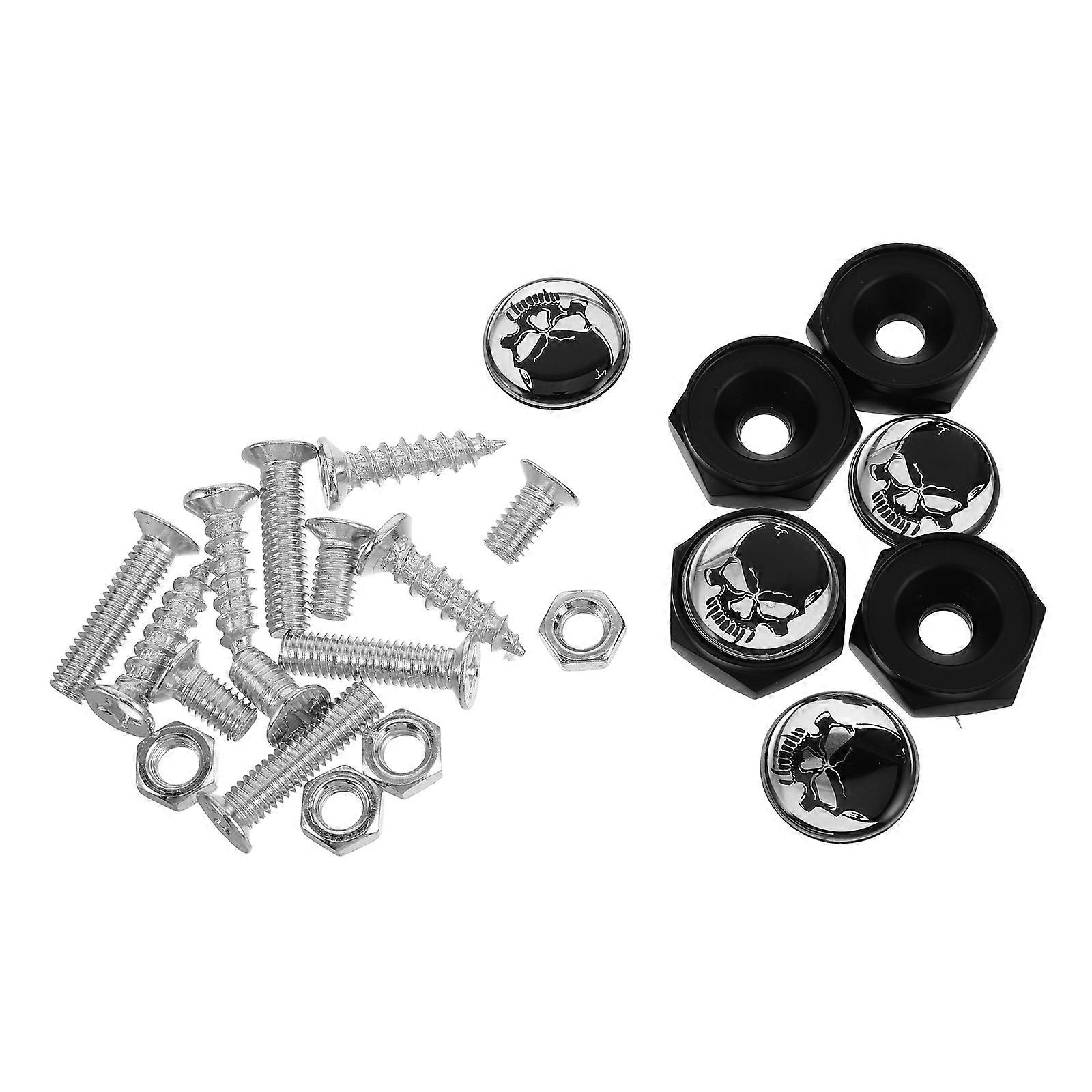 Universal Car License Plate Mounting Accessories For Daily Use Featuring Chic Skull Head Design 4 Sets