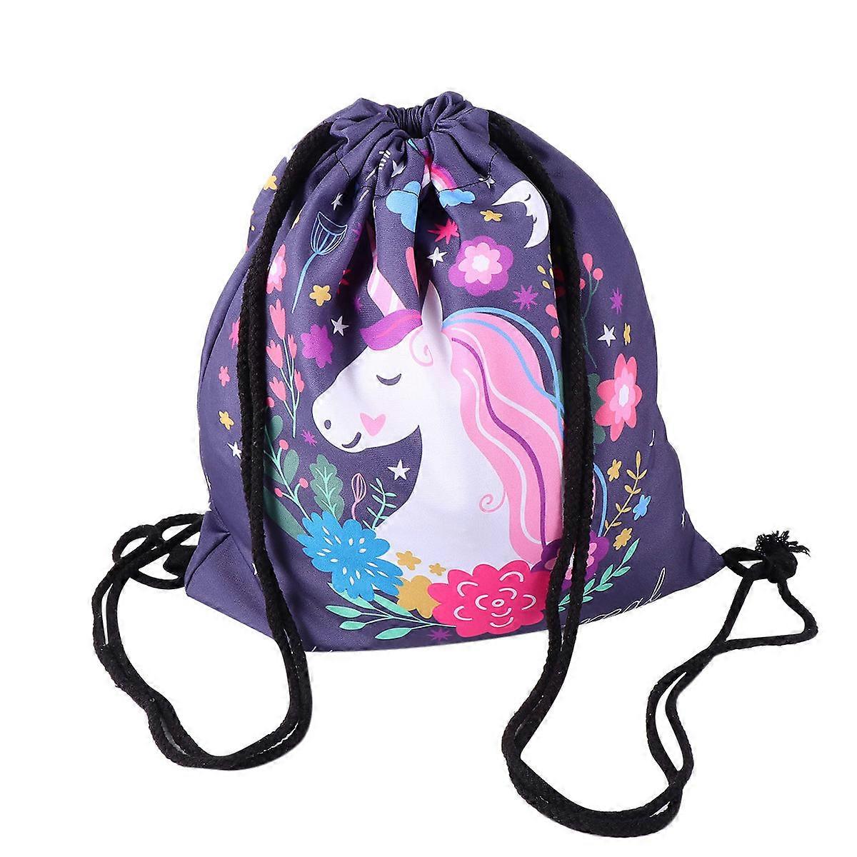 Storage Pouches Unicorn Printed Drawstring for Storage Use 2Pcs