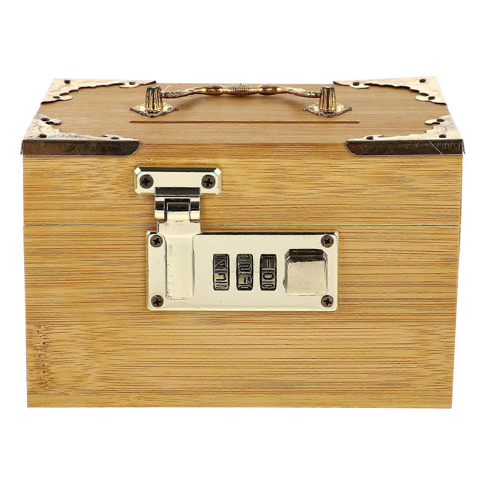 Money Saving Box with Password Lock for Storage Use 1Pcs Wooden Case