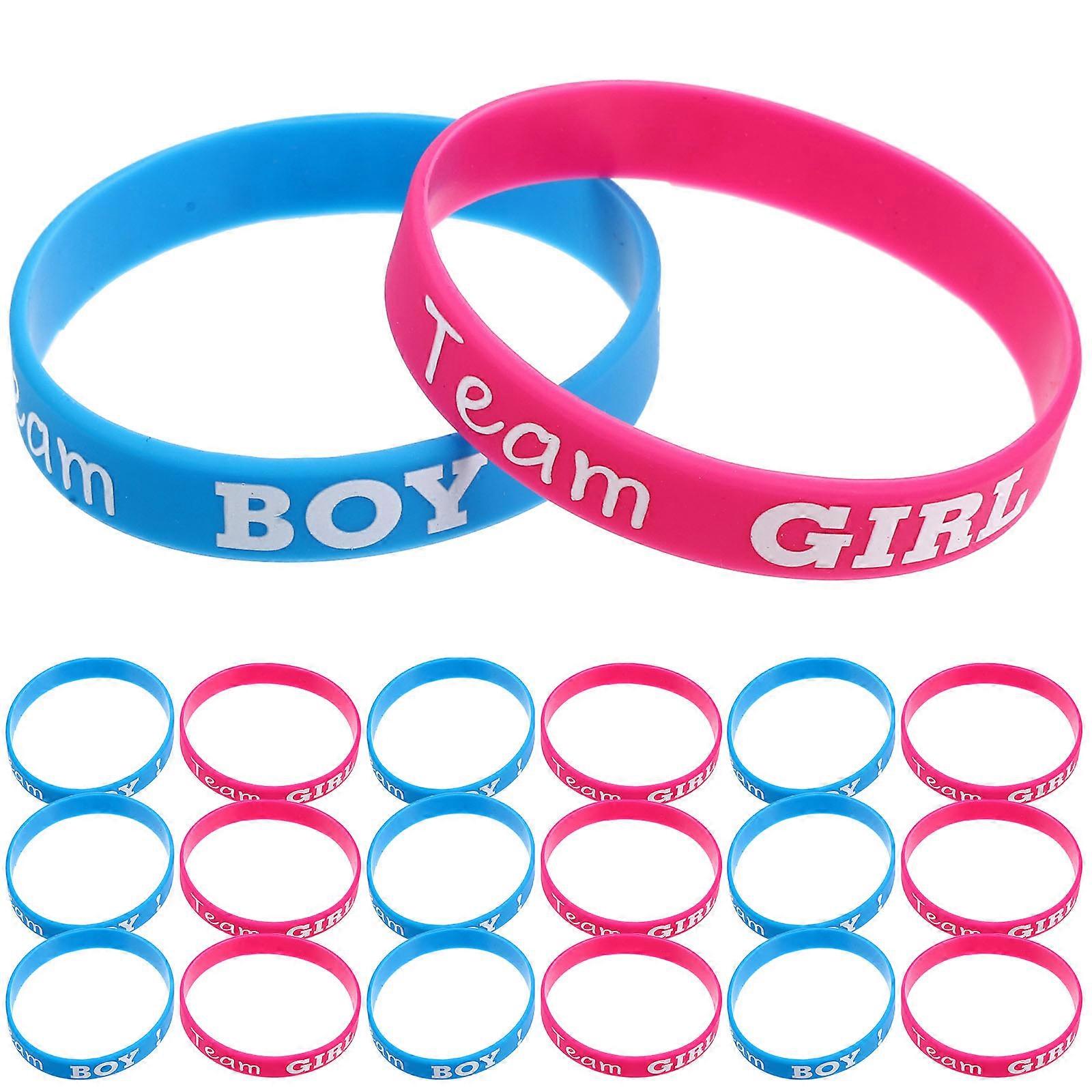 Team Girl Wristbands 2Pcs Silicone Bracelet For Gender Reveal Party Baby Shower Supplies Fun Adjustable Size Assorted Color