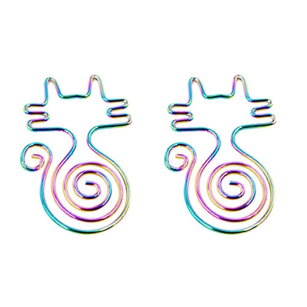 Creative Design Cat Paper Clips For Students Teachers In Multi Color To Organize Notes 2Pcs