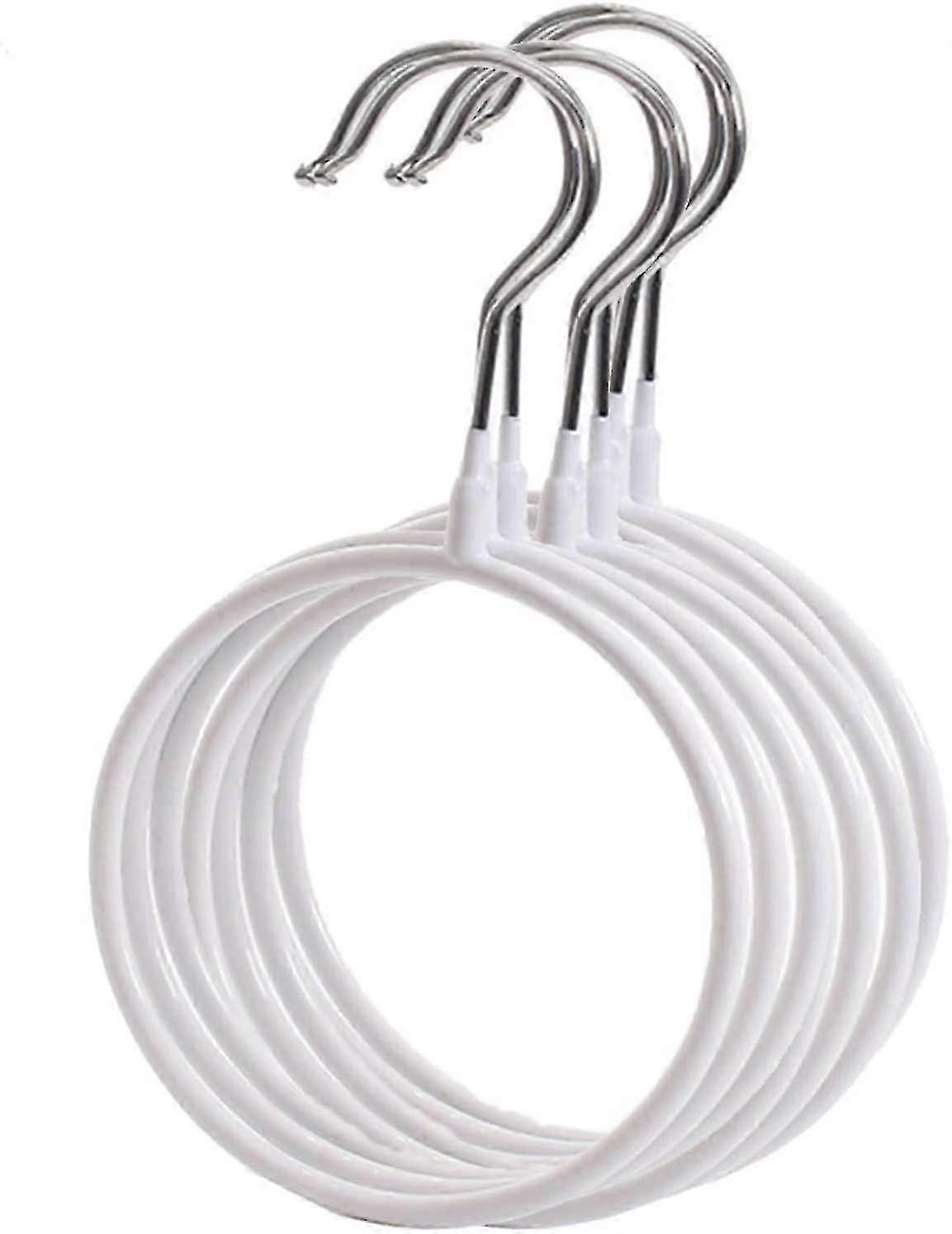 Belt/Scarf Hangers, 8 Pcs Nonslip Steel Closet Organizer for Ties, Scarves, Shawls, Belts (White)
