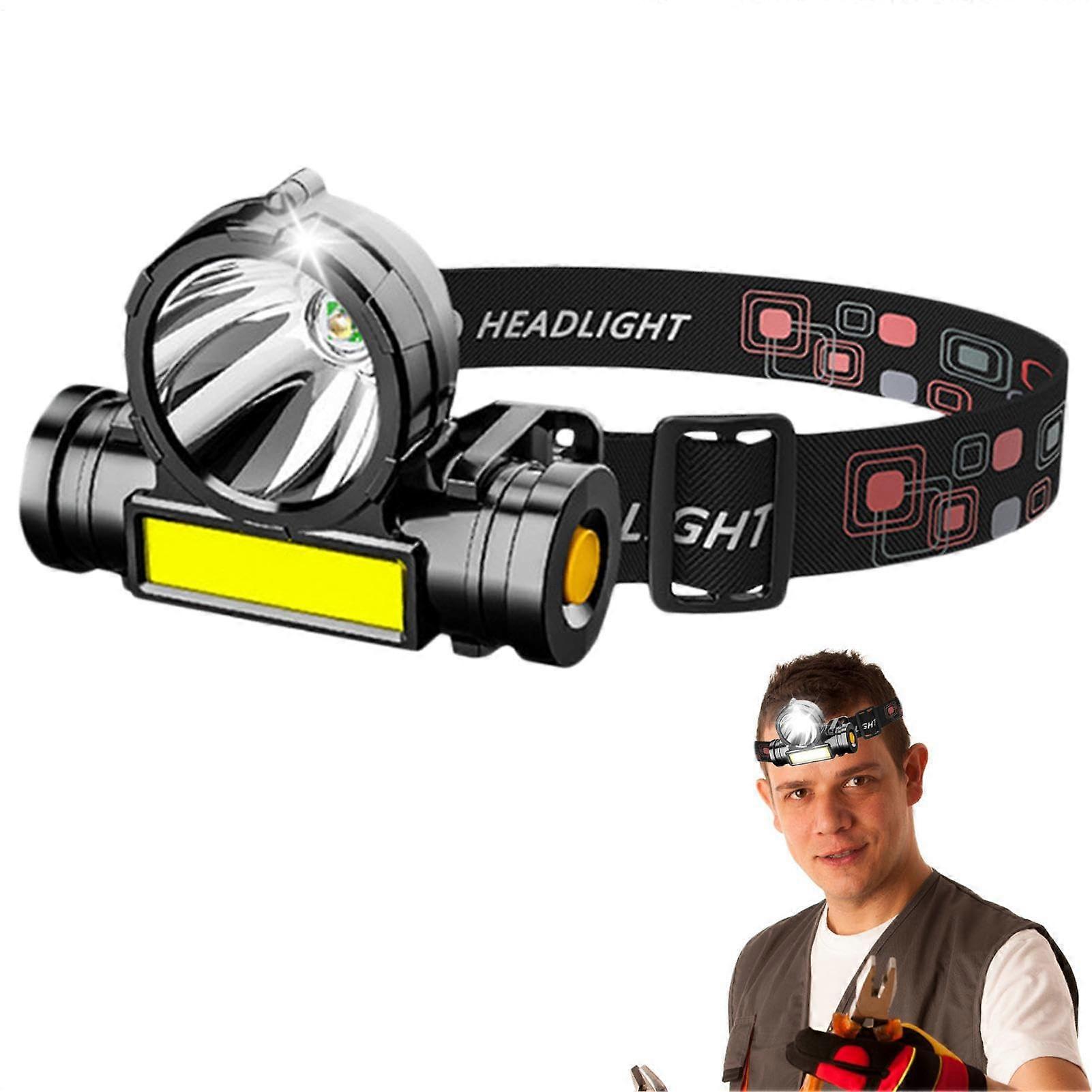 Head Lights for Forehead Waterproof Adjustable Headlamp With 3 Light Modes For Camping, Hiking, Running