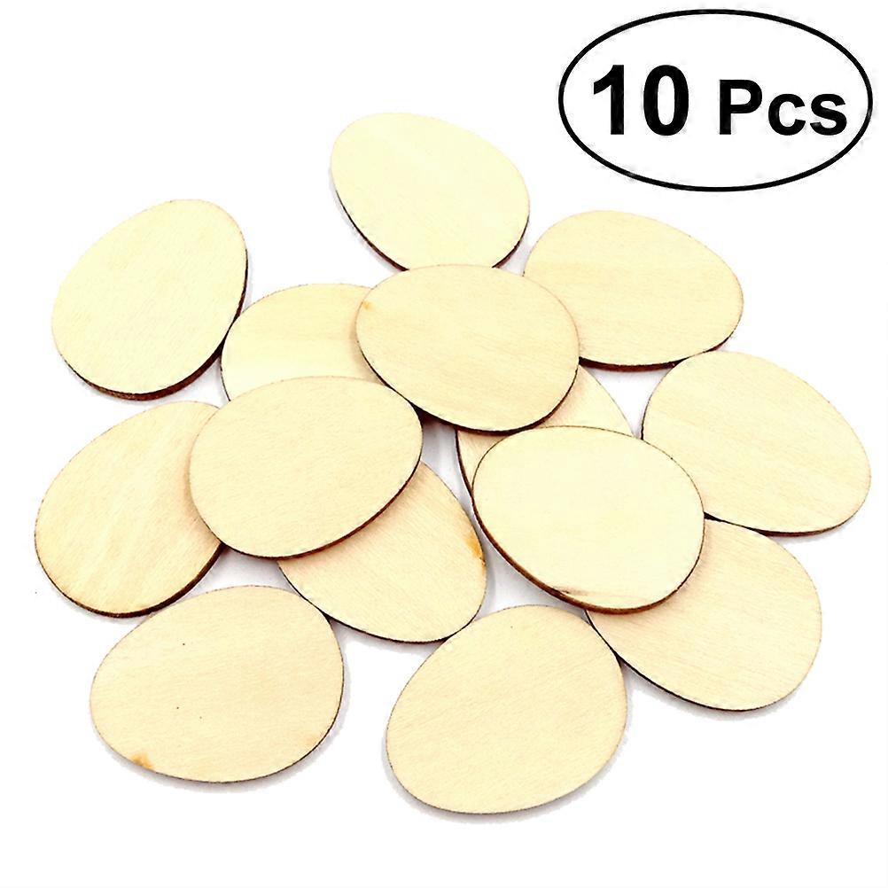 Decorative Wood Pieces Egg Shape for DIY Use 10Pcs Beige Unfinished Craft