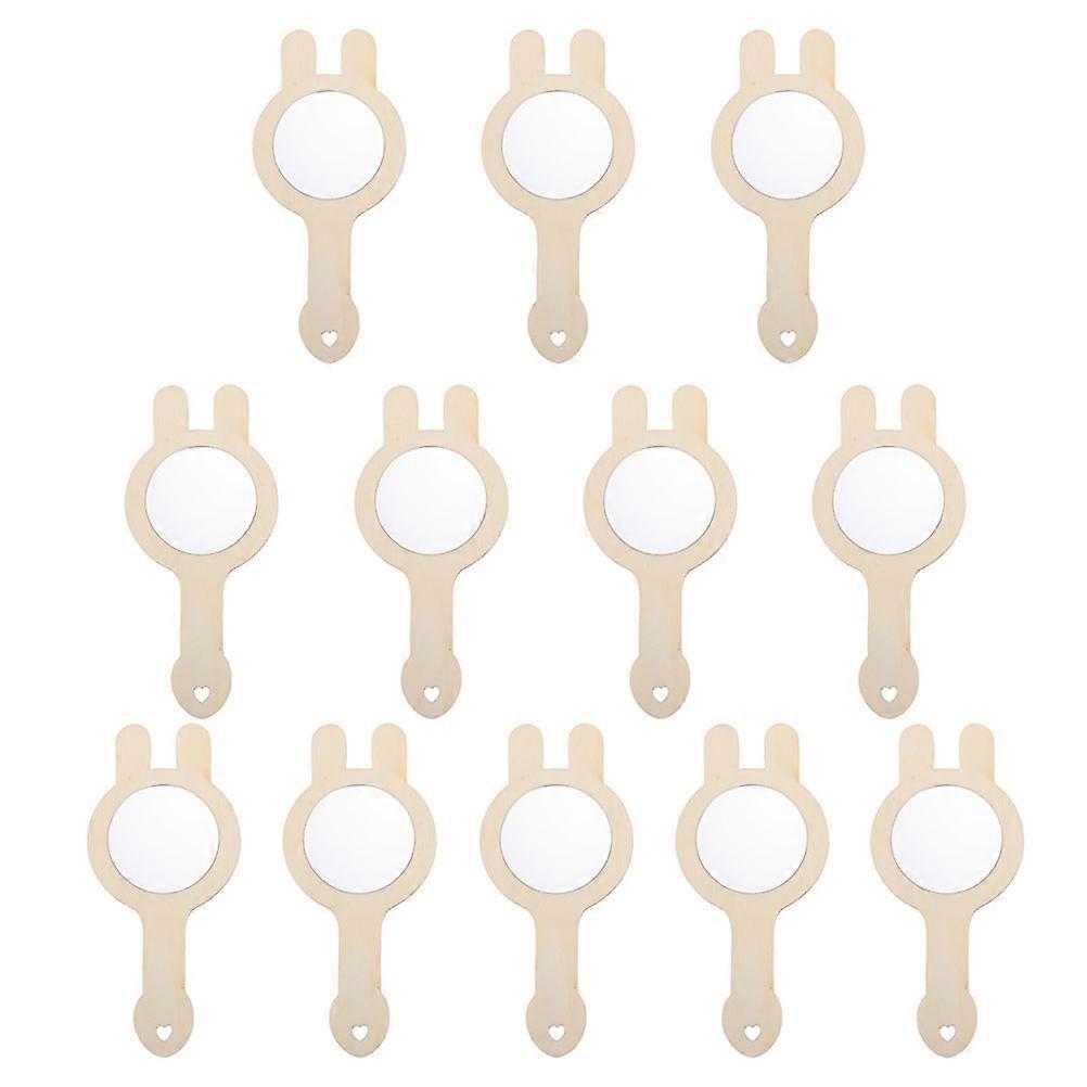 Adorable Handheld Mirrors 12Pcs Rabbit Shape Craft Accessory Kids Simple Design 15X6.8X0.3CM DIY Activities