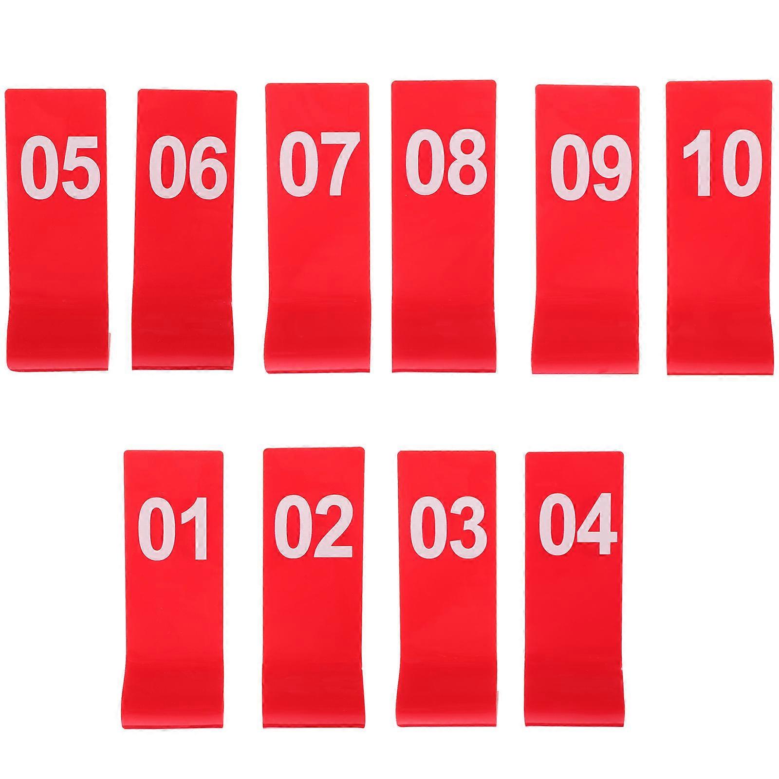 Table Number Acrylic Rectangular Table Tent for Parties Banquets Weddings Red Lightweight 10Pcs