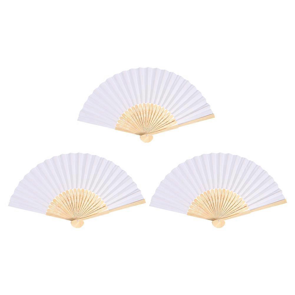 Handheld Paper Fans Bamboo Folding Fan for Gift Use 15Pcs
