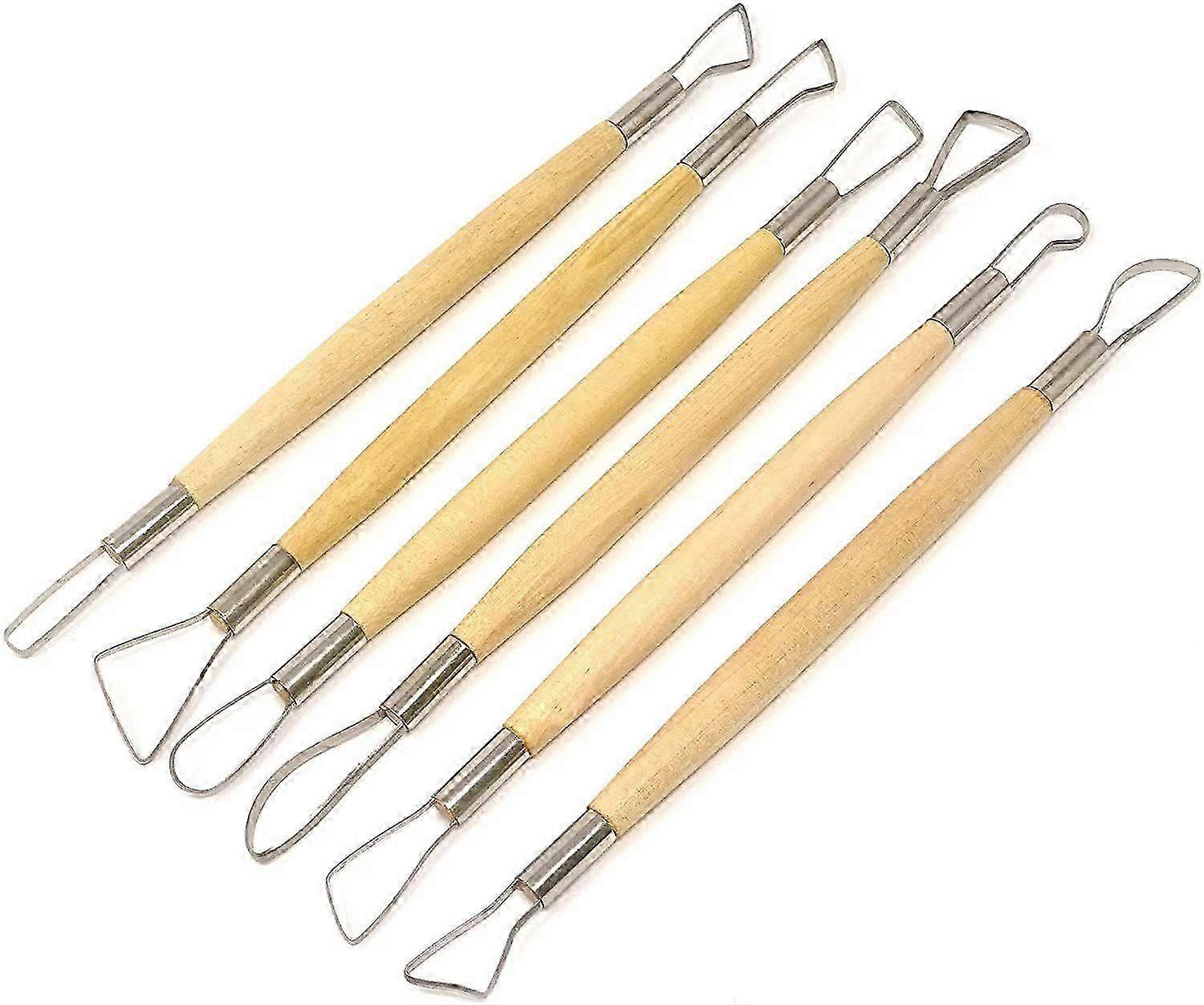 6 قطع أدوات الطين البوليمر نمذجة أدوات نحت الطين مجموعات لأدوات التنقيط الخشبية للنحت الفخار