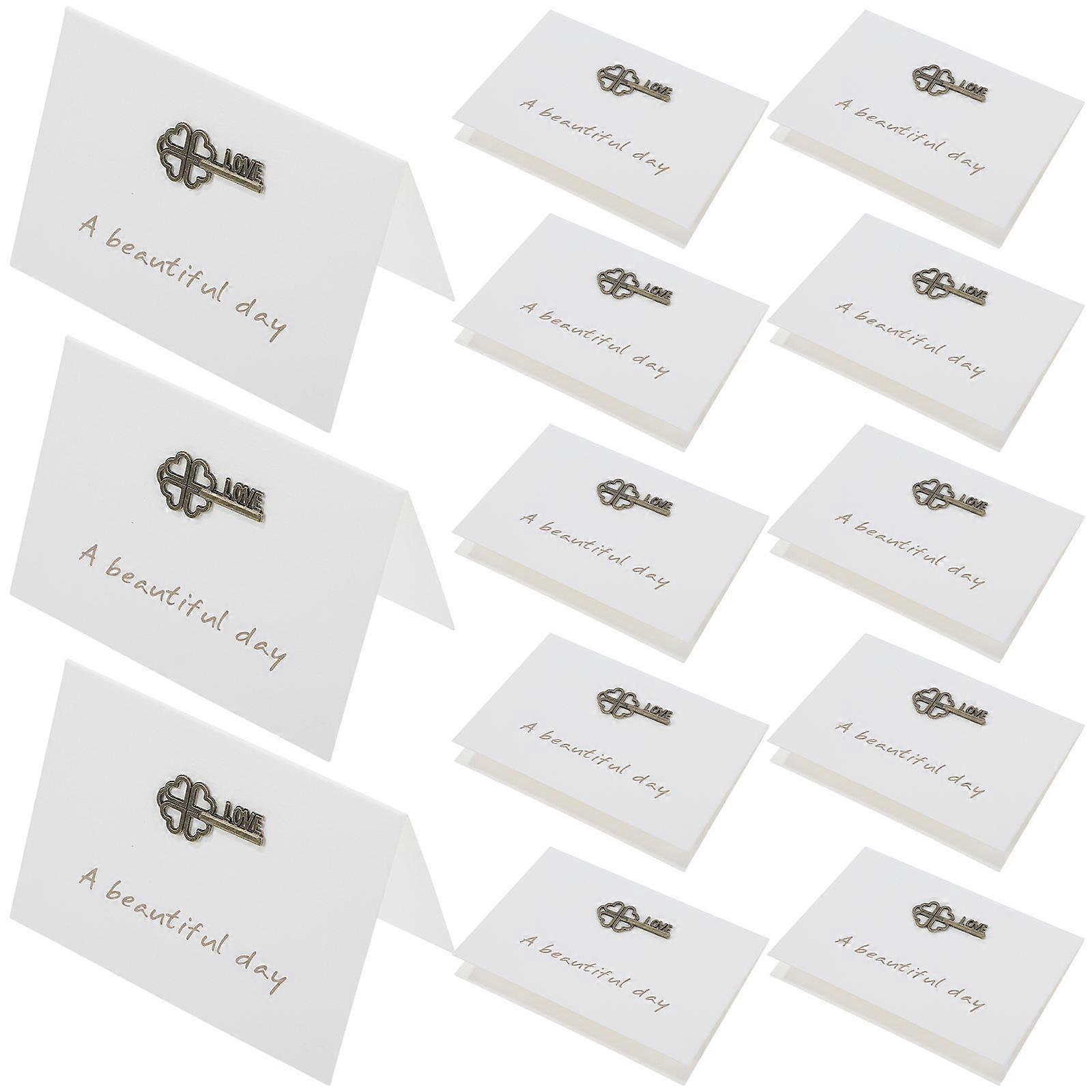 80 Sets White Christmas Greeting With Envelope For Celebrating Festivals Compact Retro Design 8.5X6 Cm Blessing