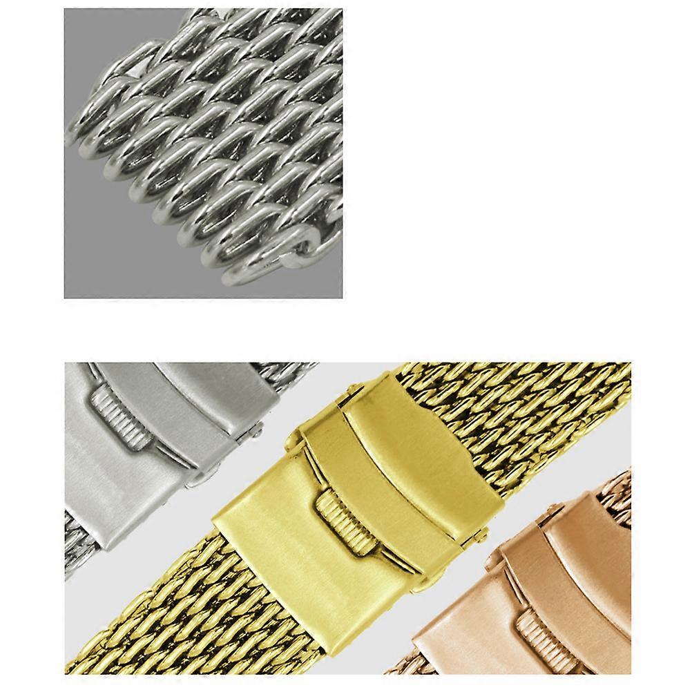 Elegant Mesh Watchband With Folding Clasp For Business Use 22mm Silver Color 1Pcs