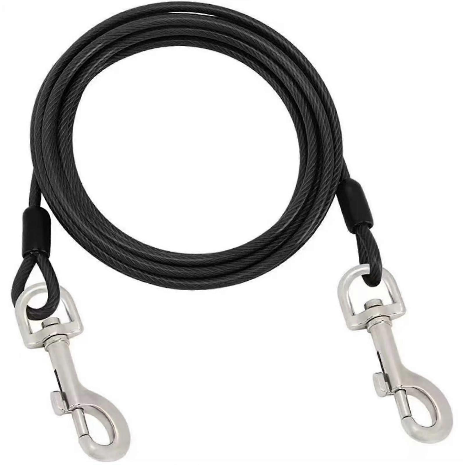 10ft Dog Tie Out Cable for Outdoor Use, Heavy-Duty Pet Safety Rope, 3m Strong Lead for Dogs, Black Color