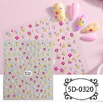 Embossed Flowers Daisy 5D Nail Art Stickers, 100mm Nail Decoration Sheet for DIY Nail Art