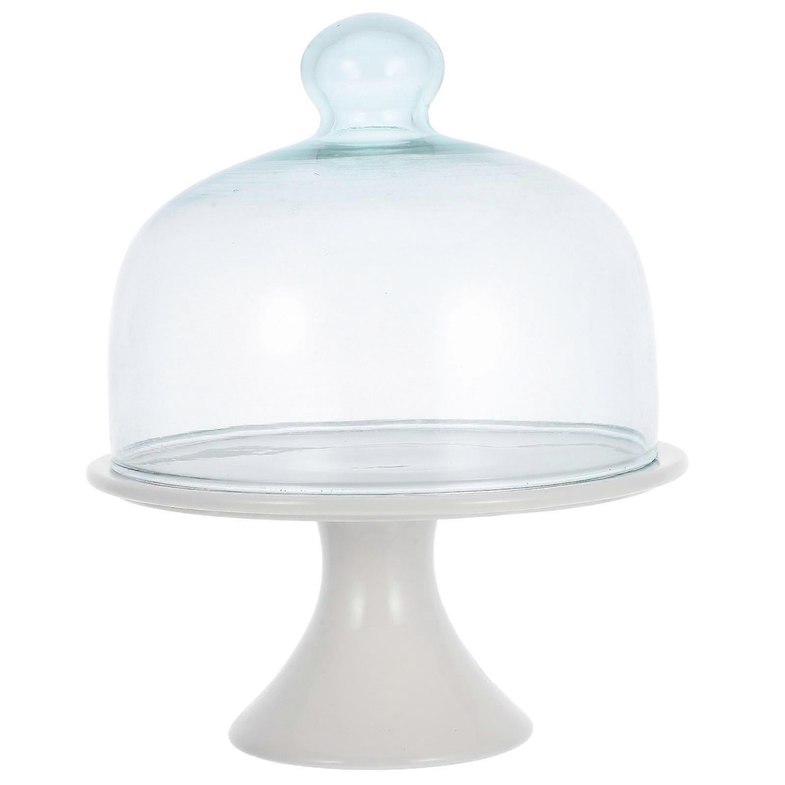 Cake Display Stand Serving 2Pcs White Dessert Plates with Lid