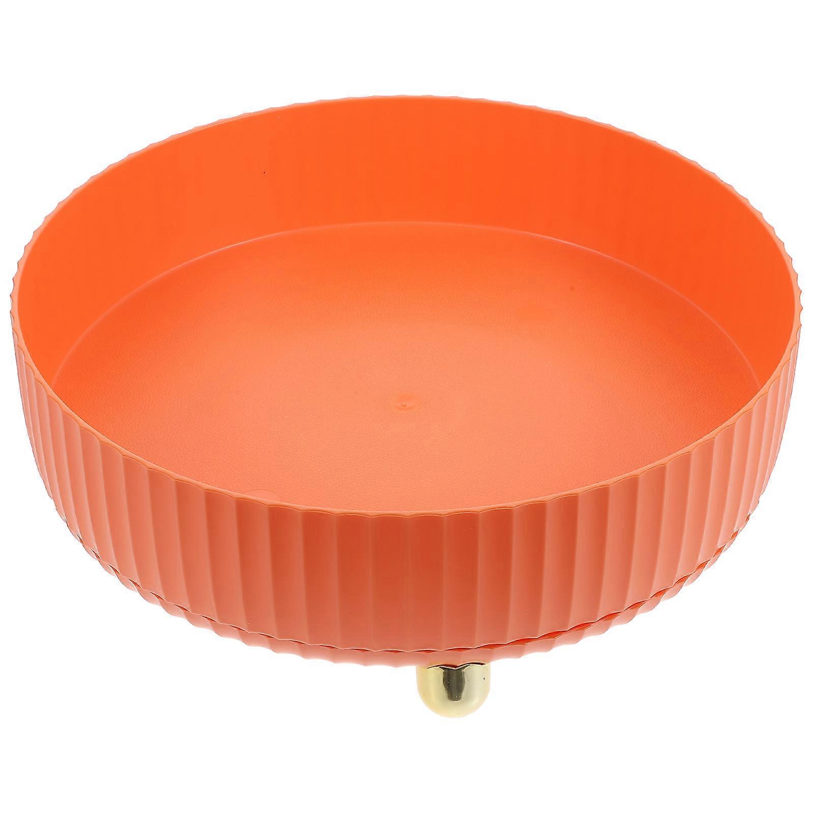 Rotatable Storage Tray Round Desktop Finishing Box For Household Use 28x28cm Orange Color 1Pack