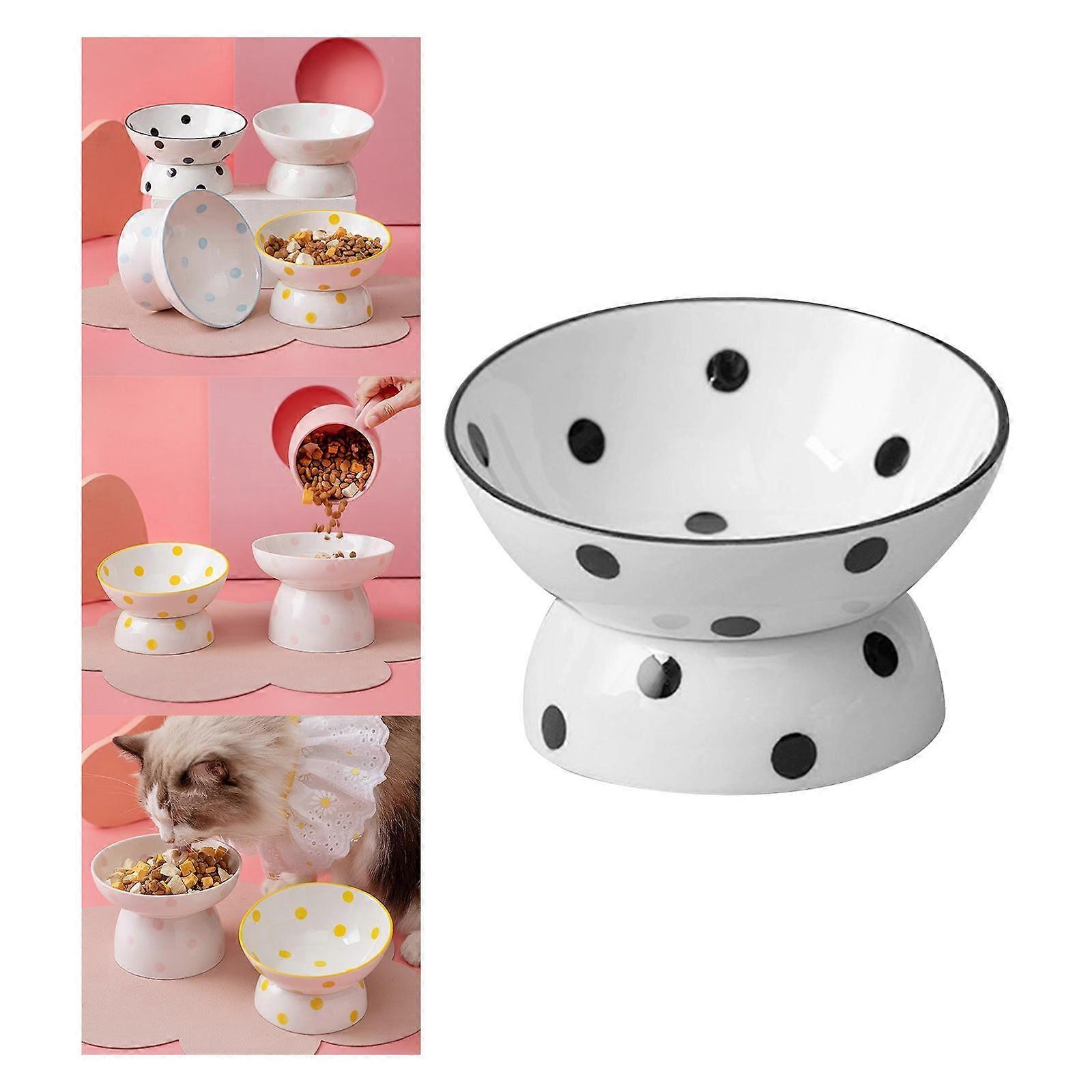 Ceramic Cat Feeder Tilted Pet Bowl Anti-slip Smooth Surface Elegant Cat Feeding