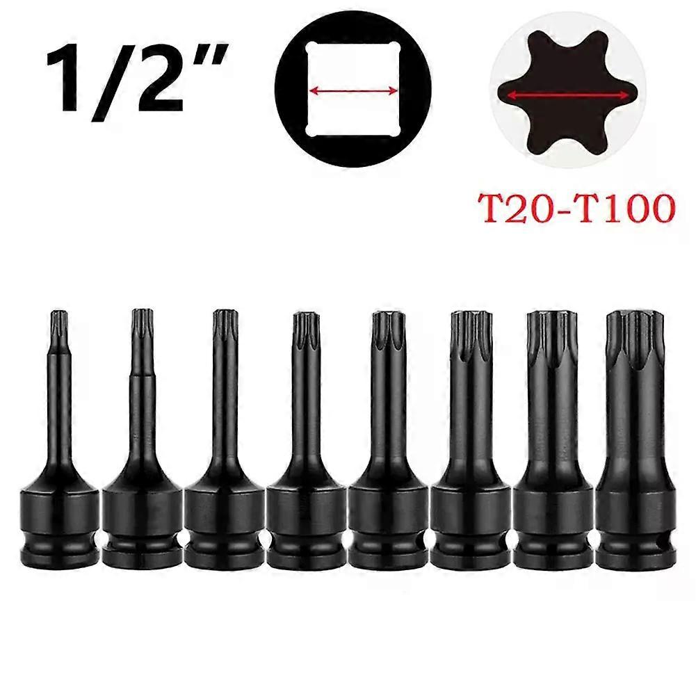 1/2inch Hex Torx Screwdriver Bit Socket Impact Drive Socket Adapter Head T20-T100 Pneumatic Socket Adapter Hand Tools
