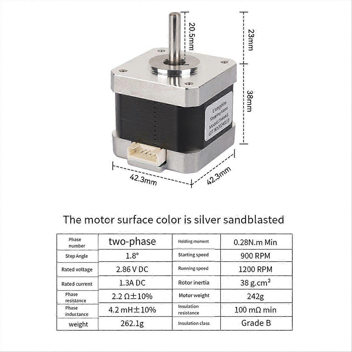 Stepper Motor 17HS4401 38mm Axis 5mm for 3D Printer Engraving Machine