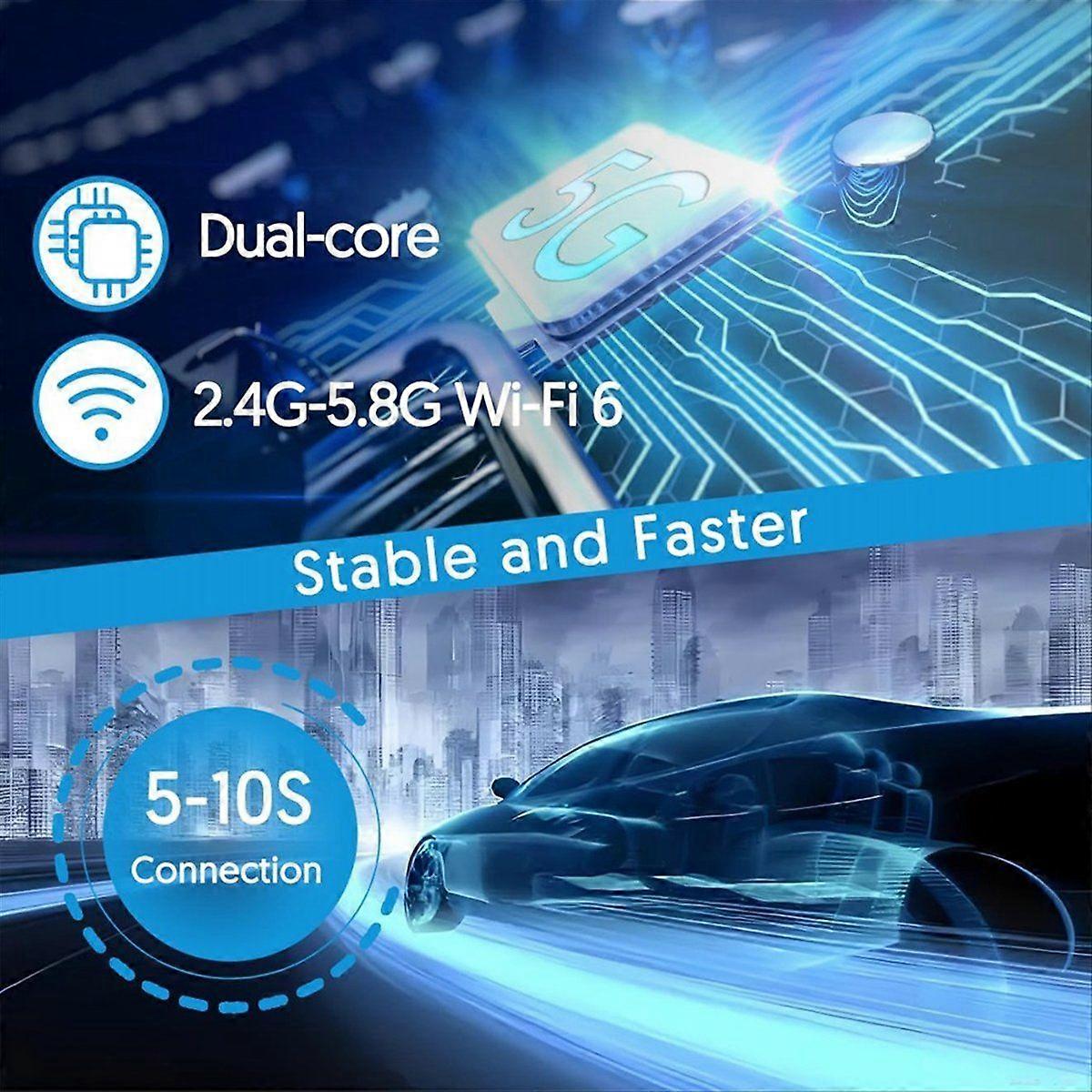 WIFI 6 Version Wired to Wireless CarPlay Adapter 2In1 CarPlay +Android Auto with USB-A and USB-C Plug and Play