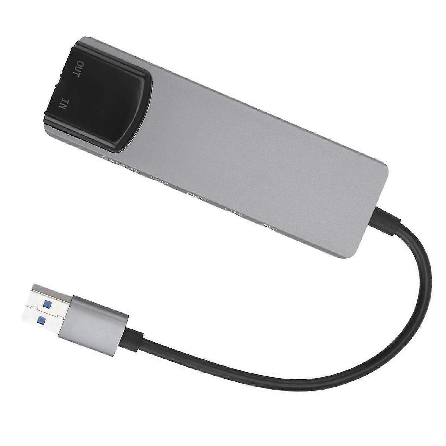 6-In-1 Computer Sound Card 5.1 USB External Sound Card Multi-Function Audio Converter for Notebook A