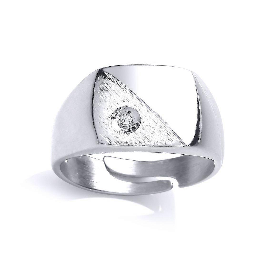 Jewelco Λονδίνο Ανδρών Ασήμι Ασημένιο Κυβικό Ζιρκονία Τετράγωνο Μαξιλάρι Πασιέντζα Signet Δαχτυλίδι