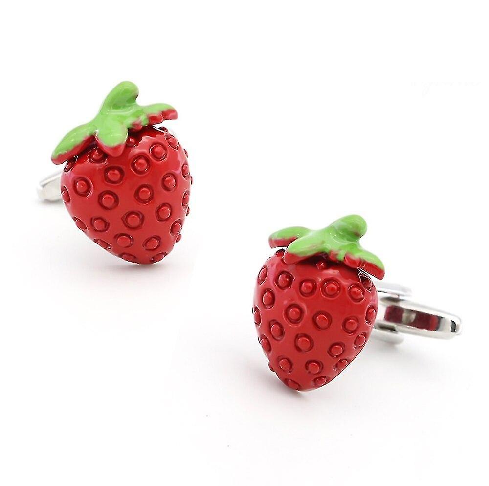 カフスボタンフルーツレッドストロベリーカフスボタンシャツカフスリンクメンズジュエリーアクセサリー卸売