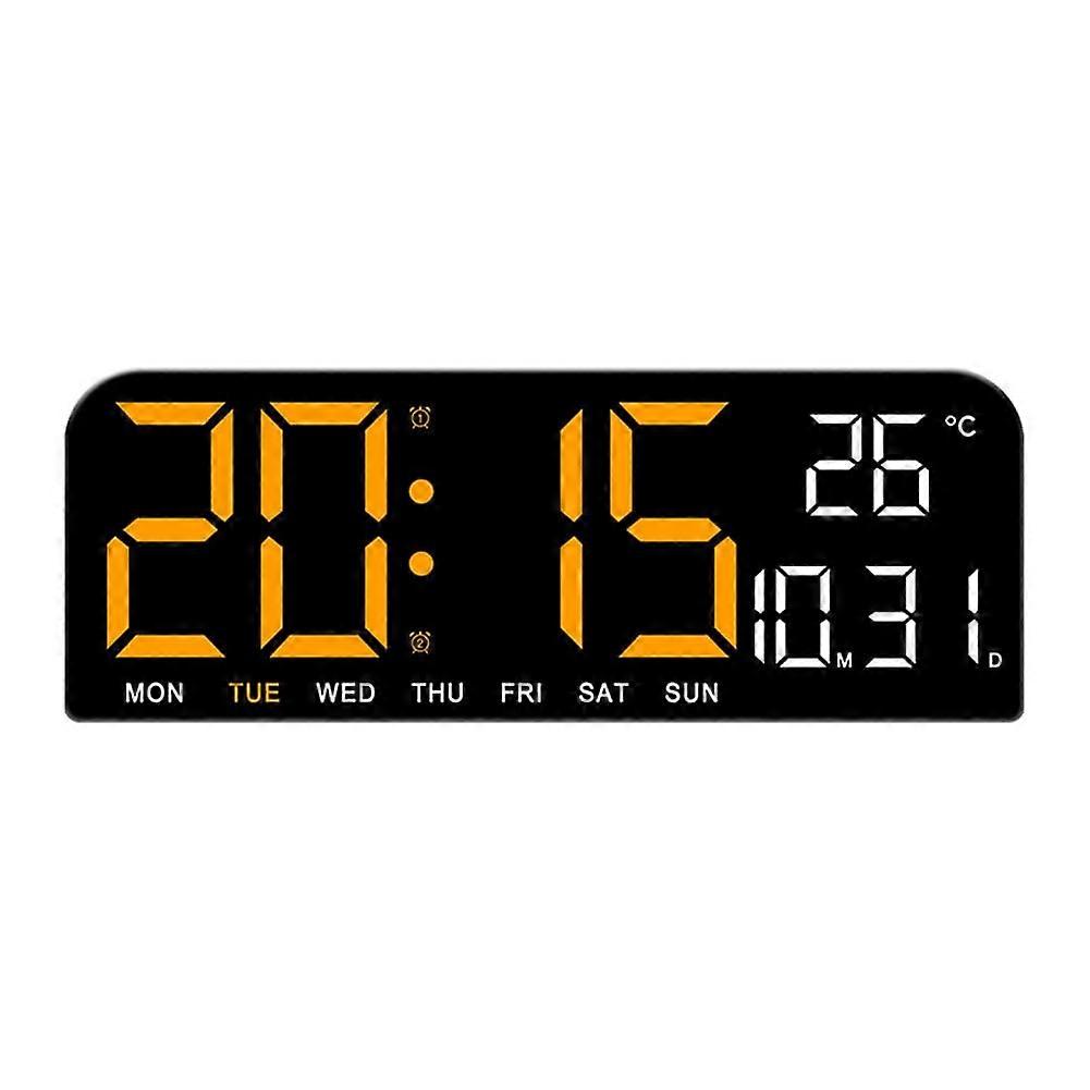 LED Digital Wall Clock With Temperature, Date, 2Alarm, Countdown Timer, Adjustable Brightness, Easy Install, Blue
