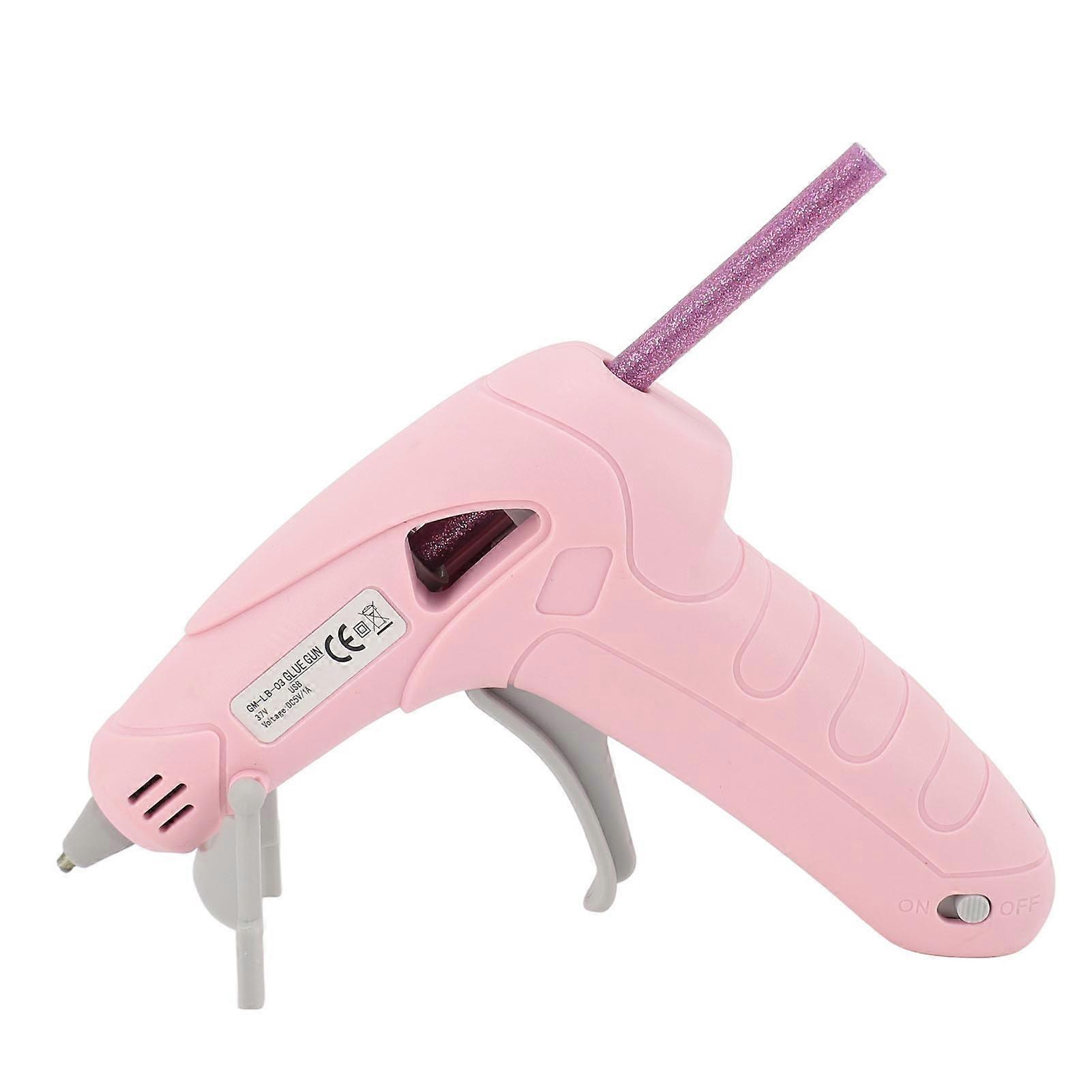 Cordless Hot Glue Device Handheld Electric USB Rechargeable Anti Drip Glue Device for Art Craft Pink 