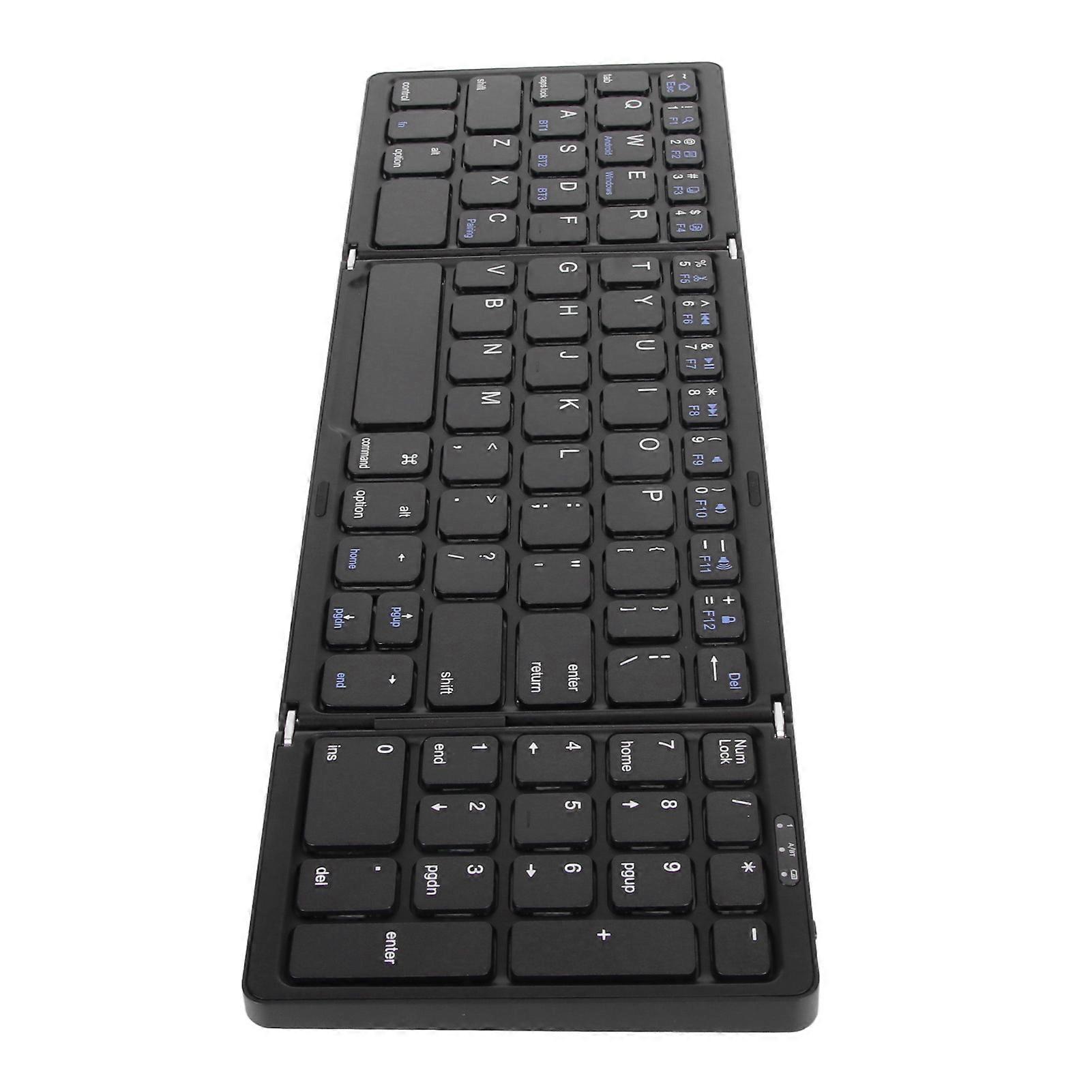 Bluetooth Keyboard Triple Fold Multiple Device Connection Wireless Keyboard for Laptop Tablet Phone Black 