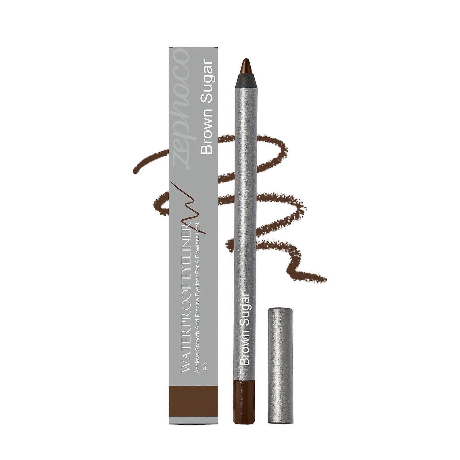 Zephoco Long-Lasting Smooth Eyeliner (Dark Brown Sugar Color) Natural Outline Line Drawing Silky Smear-Proof Makeup Eyeliner