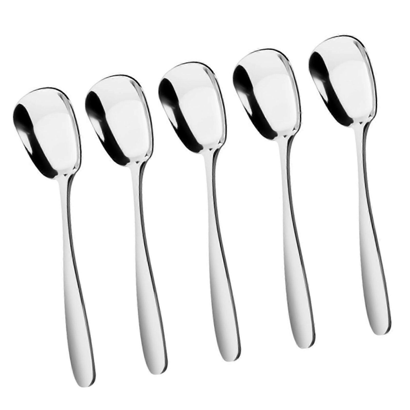 Square Head Spoons 5Piece Stainless Steel Spoon Set With Square Head Design For Efficient Stirring In Kitchen