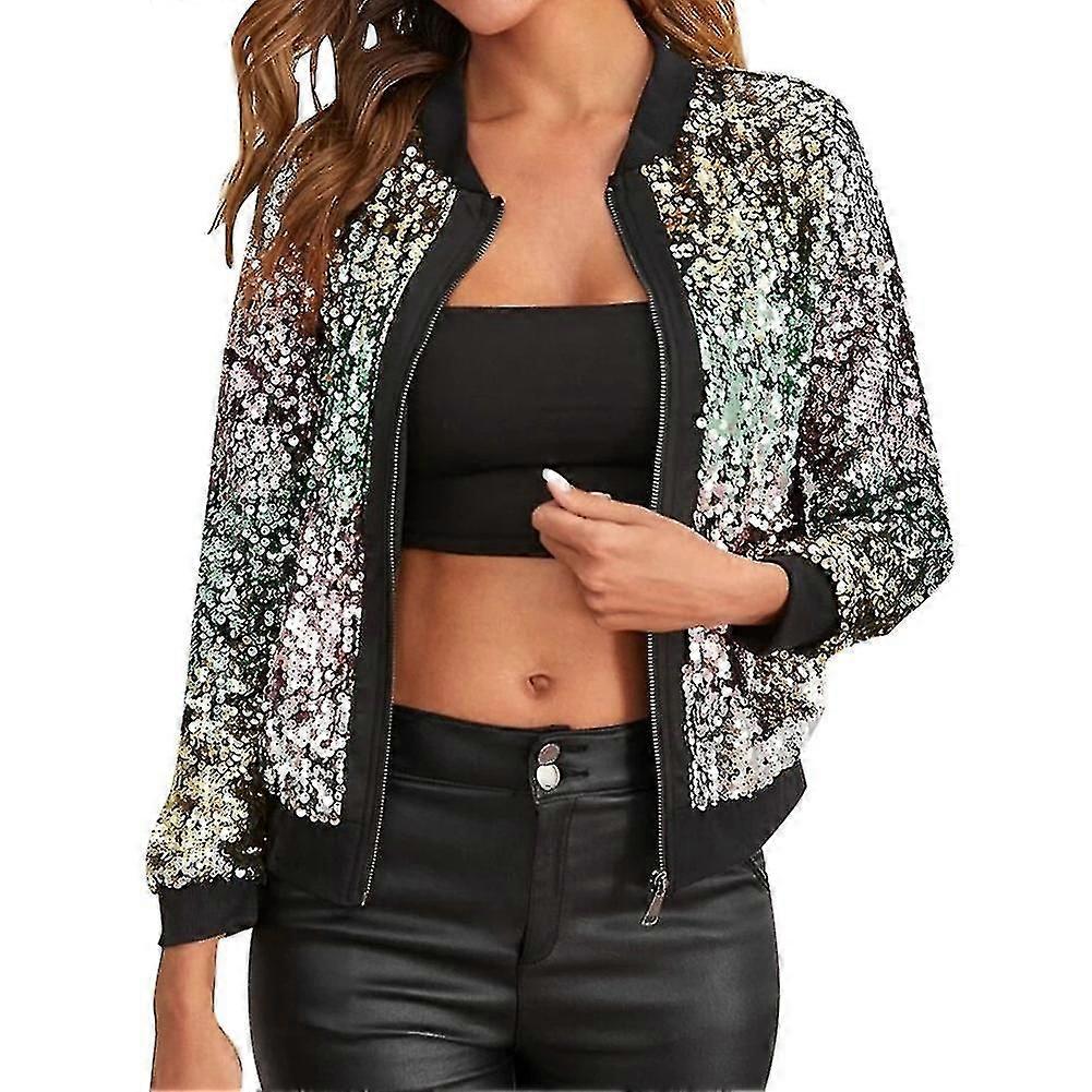 Women's Sequin Panel Multicolor Metallic Style Jacket