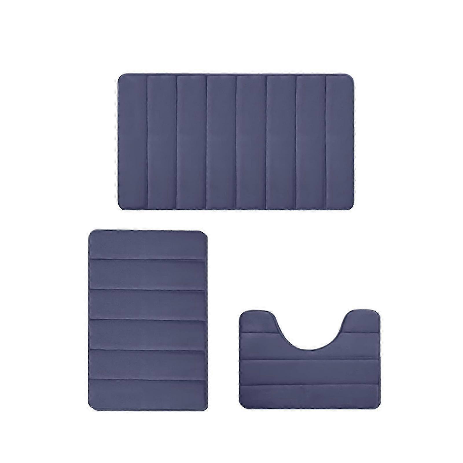3-Piece Memory Foam Bath Mat Set: Non-Slip, Absorbent, Machine Washable for Easy Care