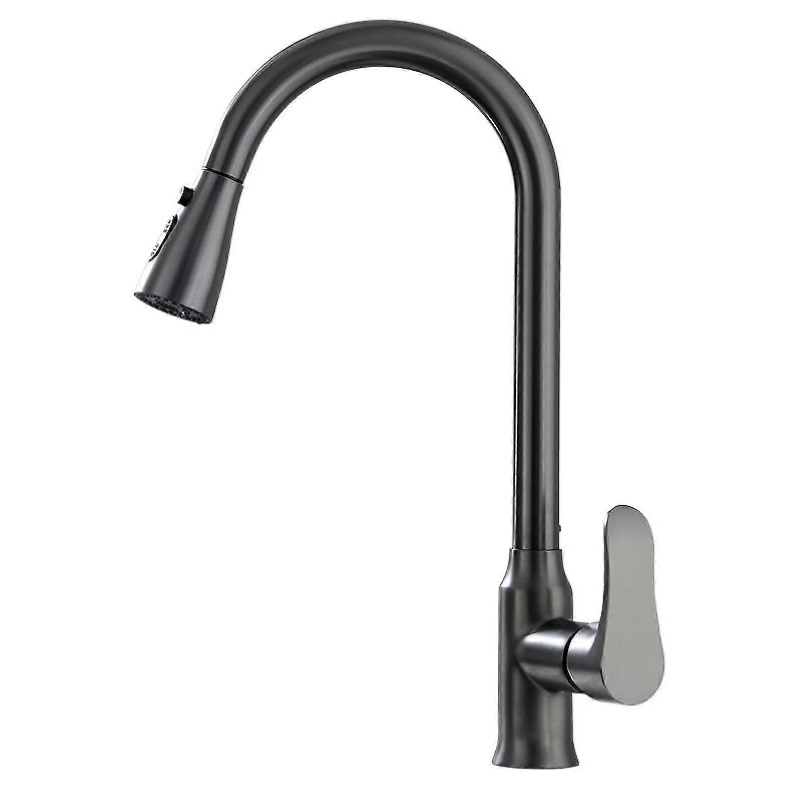Pull Out Kitchen Mixer Tap 360° Swivel with 3 Functions Single Handle Gun Gray Hot and Cold Water Faucet for Kitchen Sink