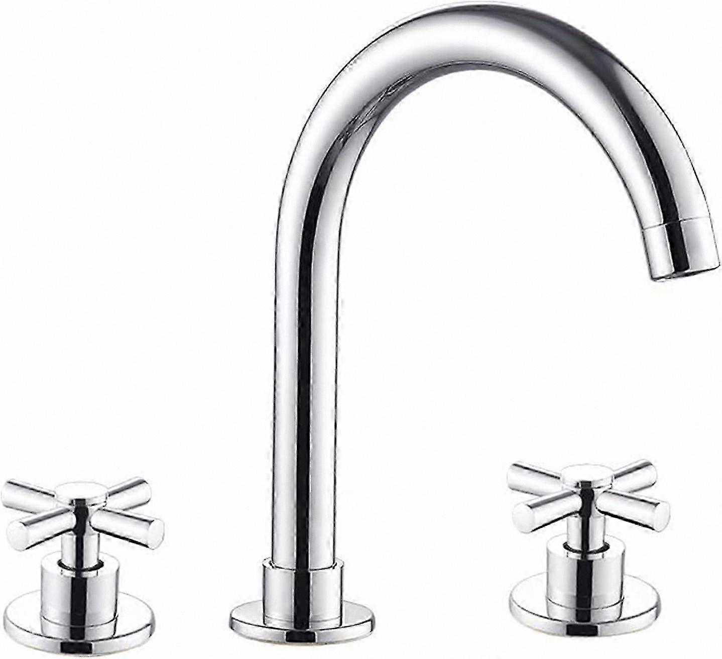 Chrome-Plated Brass Faucet for 3-Hole Washbasin Installation