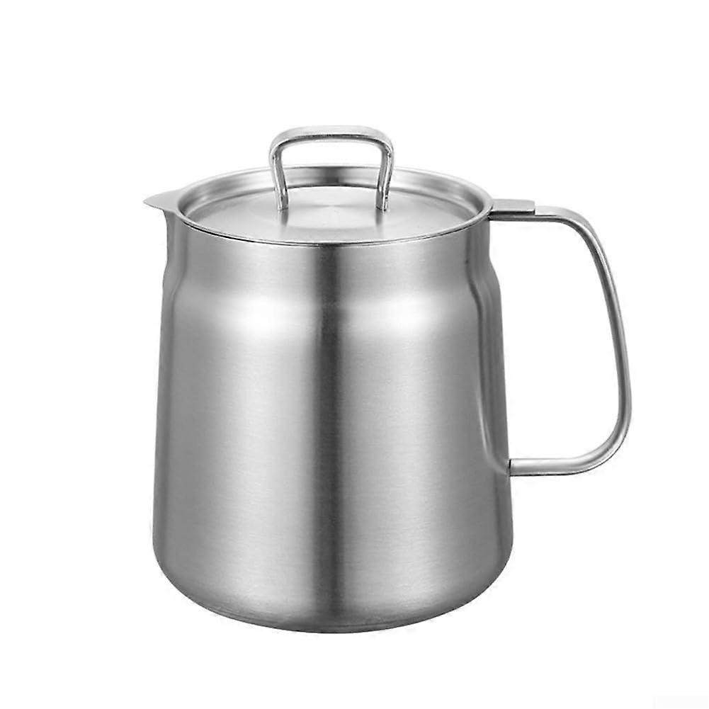 Stainless Steel Oil Filter Pot 68 Oz (2L) With Fine Mesh Strainer For Efficient Filtration And Storage, Large Capacity