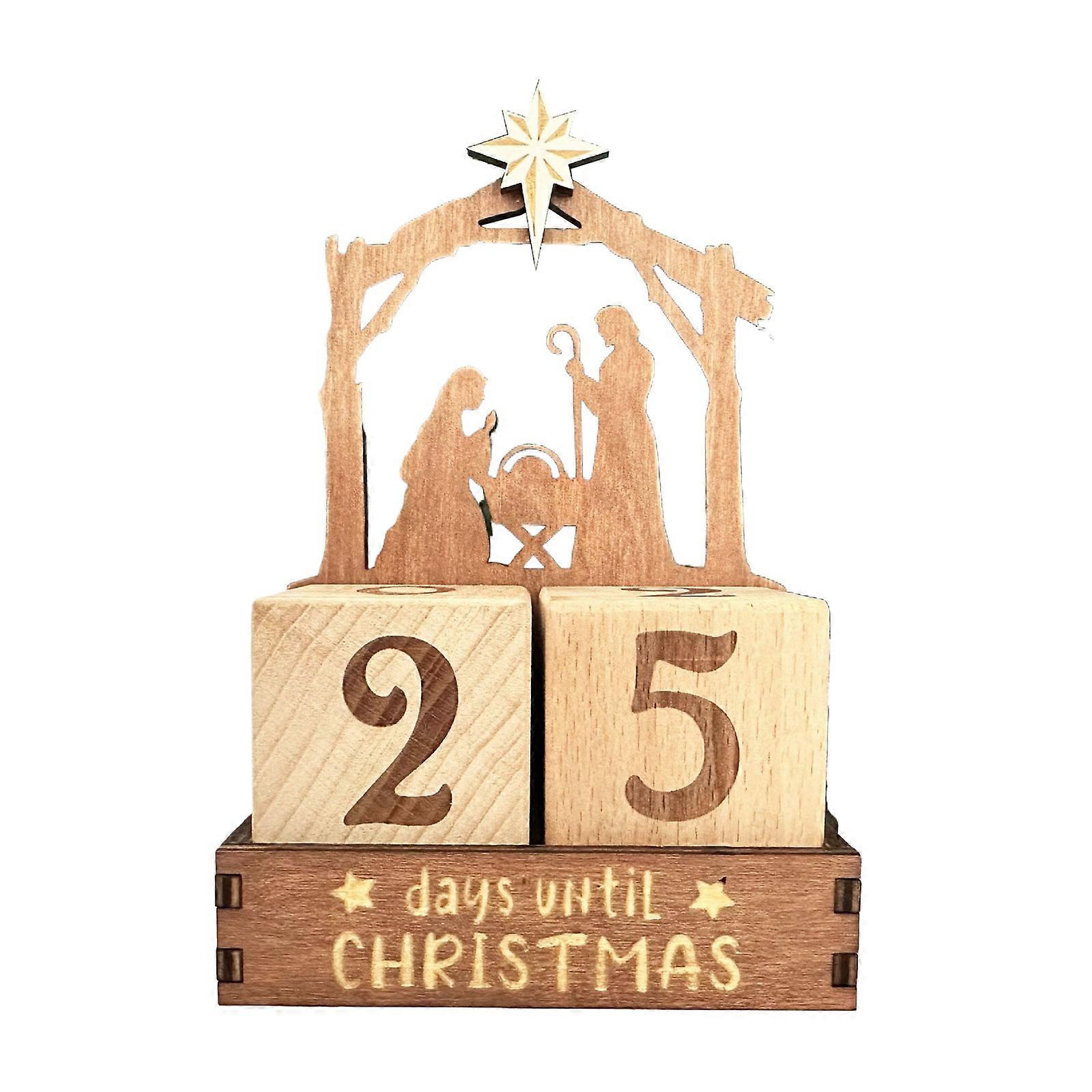 Christmas Countdown Calendar Christmas Countdown Wood Block Set,Christmas Advents Number Countdown Calendar Home Decors Multicolor
