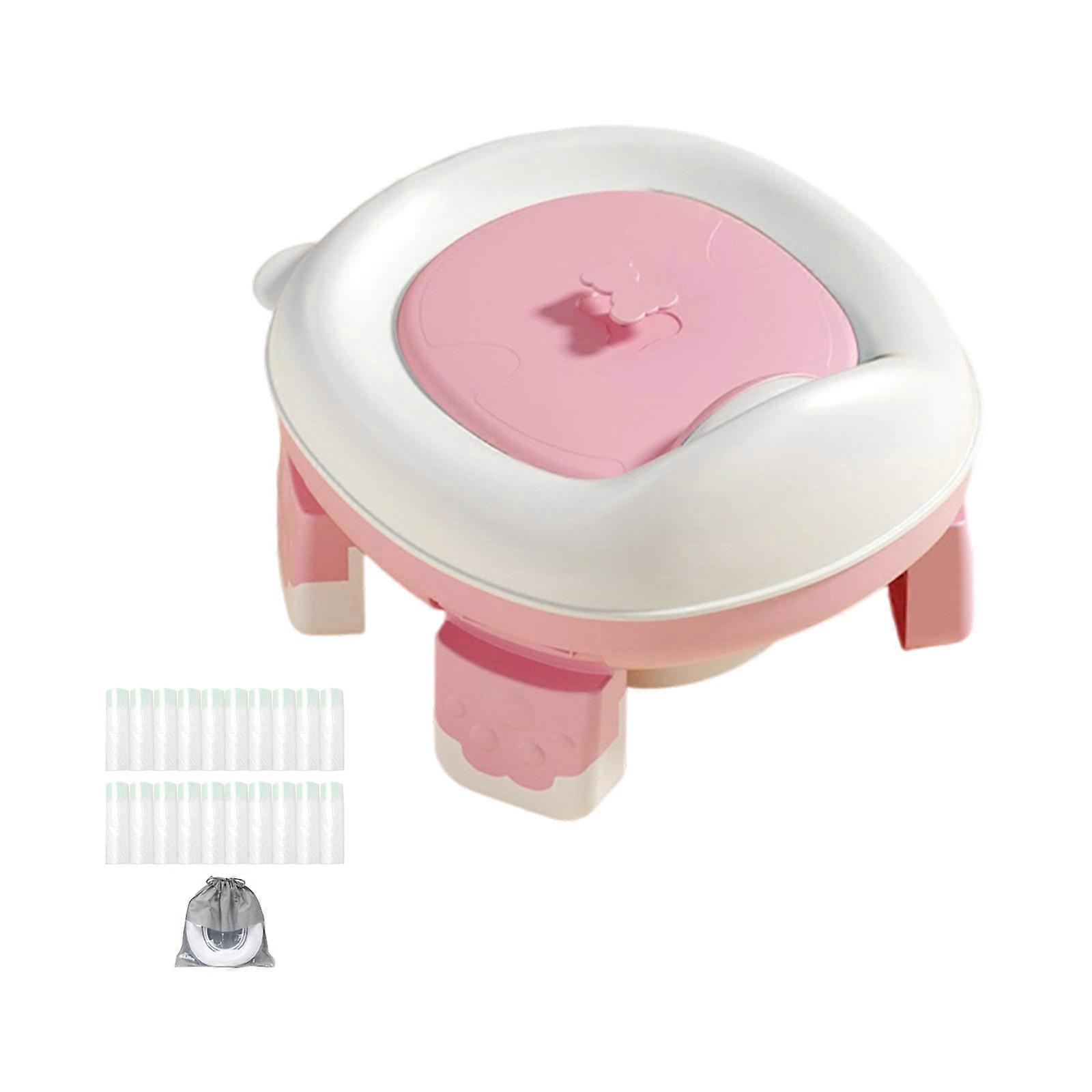 Toddler Toilet Trainer Seat 2 In 1 Foldable Design Soft Contoured Edges Easy Wipe Feature Support 45kg Weight  Pink