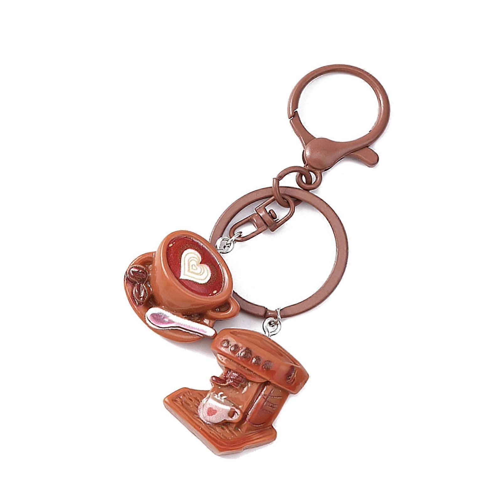 Miniature Coffee Cake Charm Keychain Alloy Resin Hanging Charm Compact Design For Everyday Use or Thoughtful Gifting Multicolor