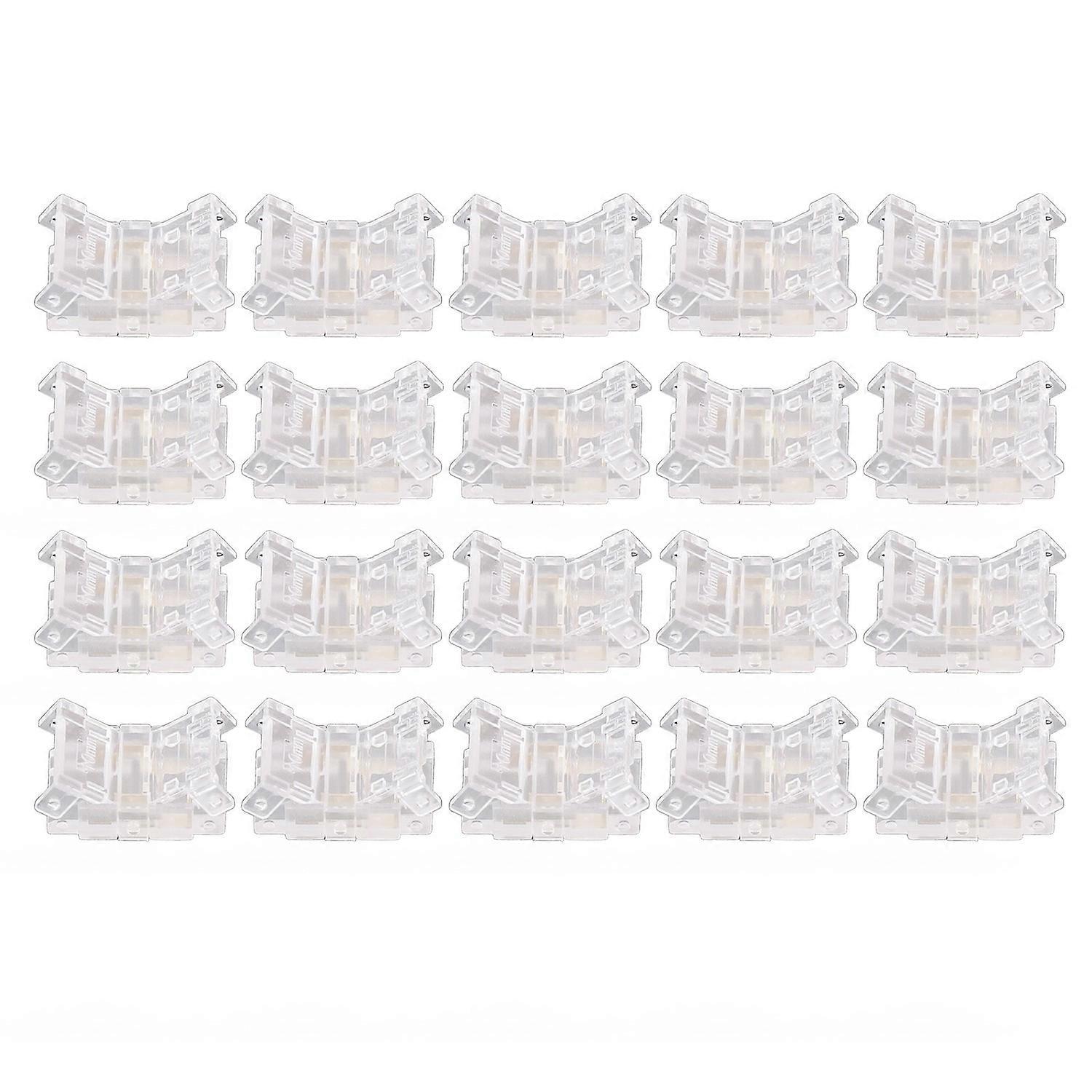 20PCS LED Strip to Wire Connector 2 Pin Transparent Solderless Gapless LED Adapter Connectors